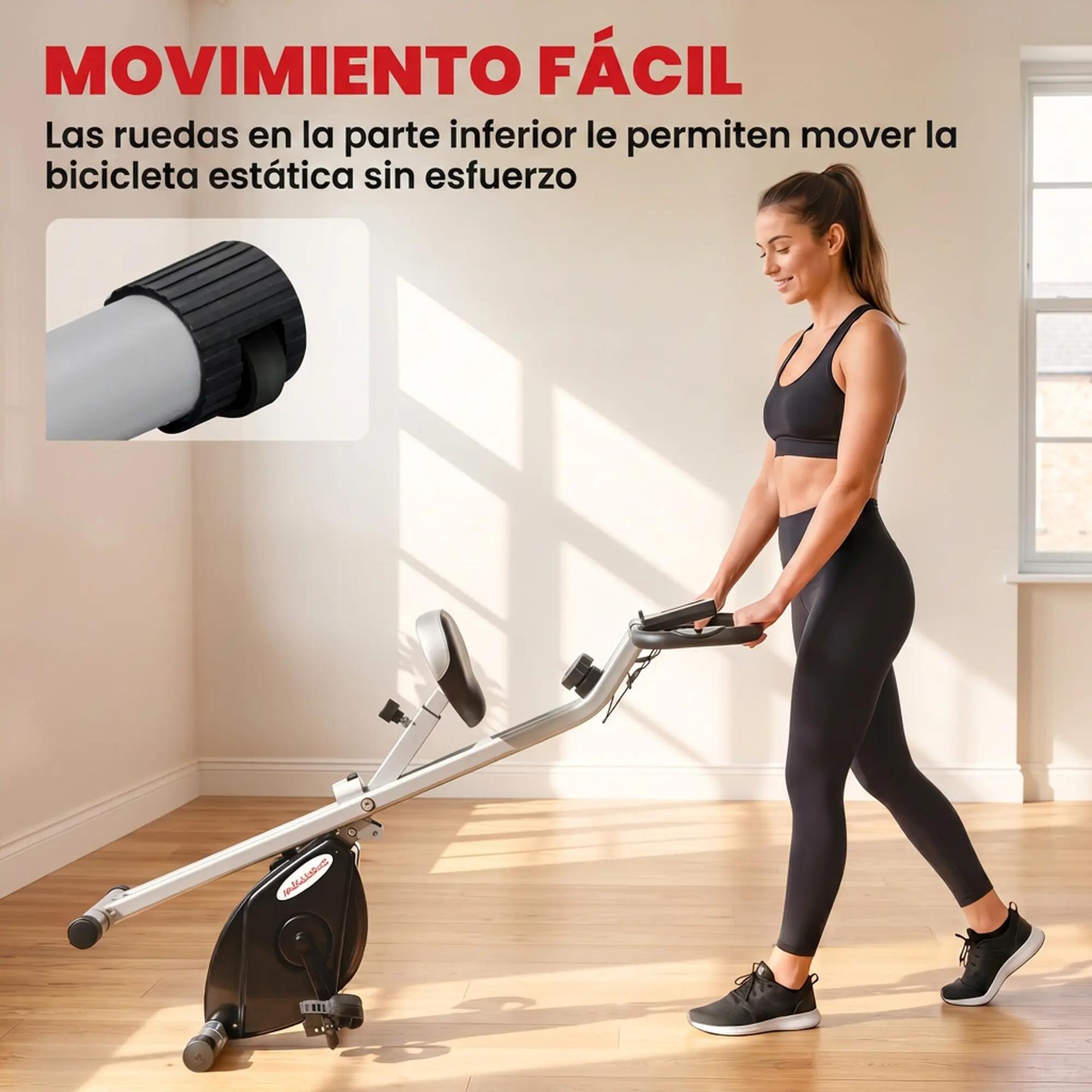 Bicicleta Estática Plegable con 8 Niveles Resistencia Magnética LCD Gris 6/10
