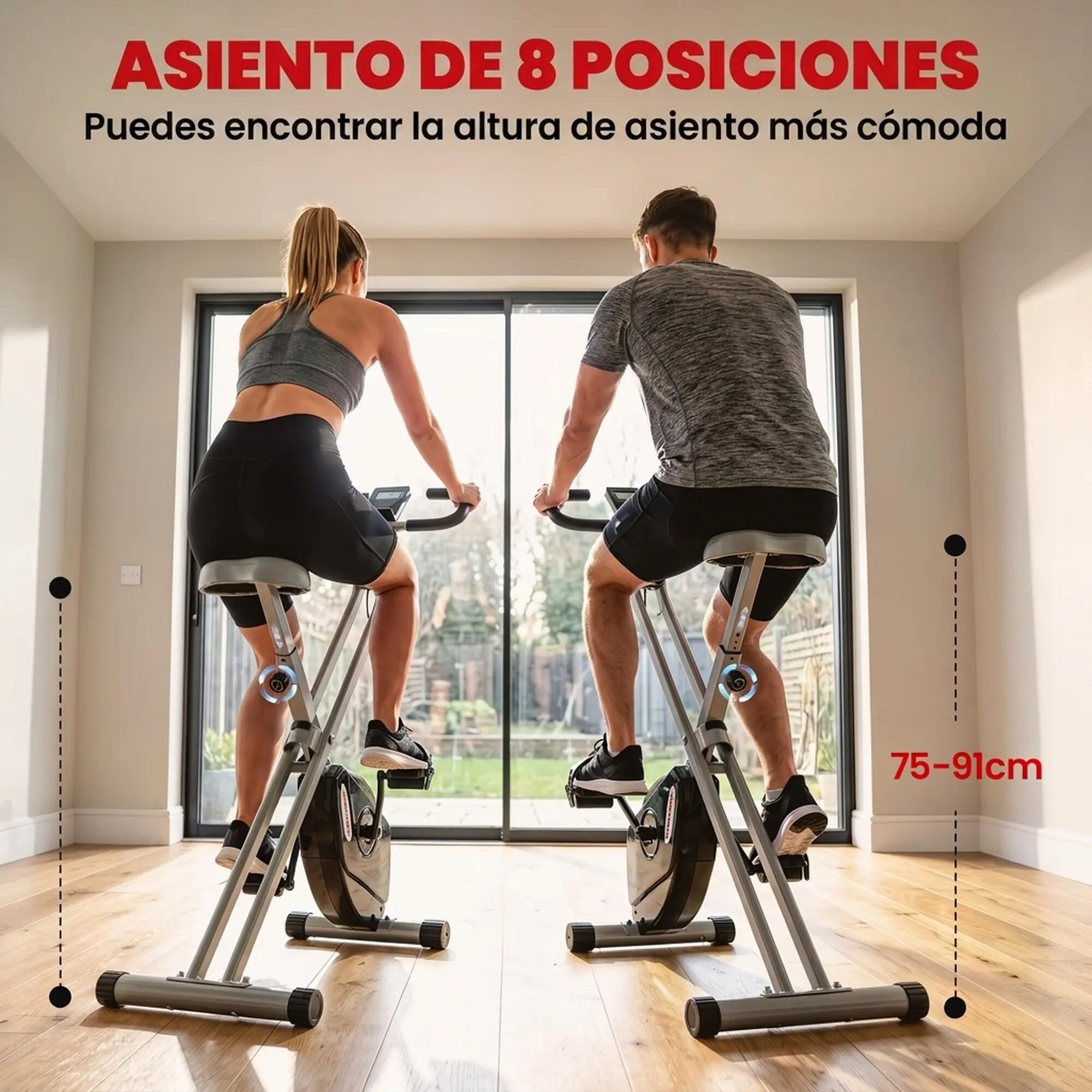 Bicicleta Estática Plegable con 8 Niveles Resistencia Magnética LCD Gris 5/10