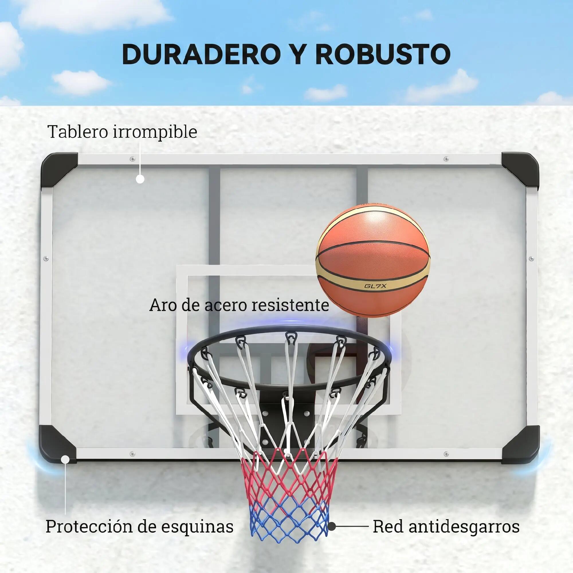 Canasta de baloncesto SPORTNOW transportable de pared Blanco 4/8