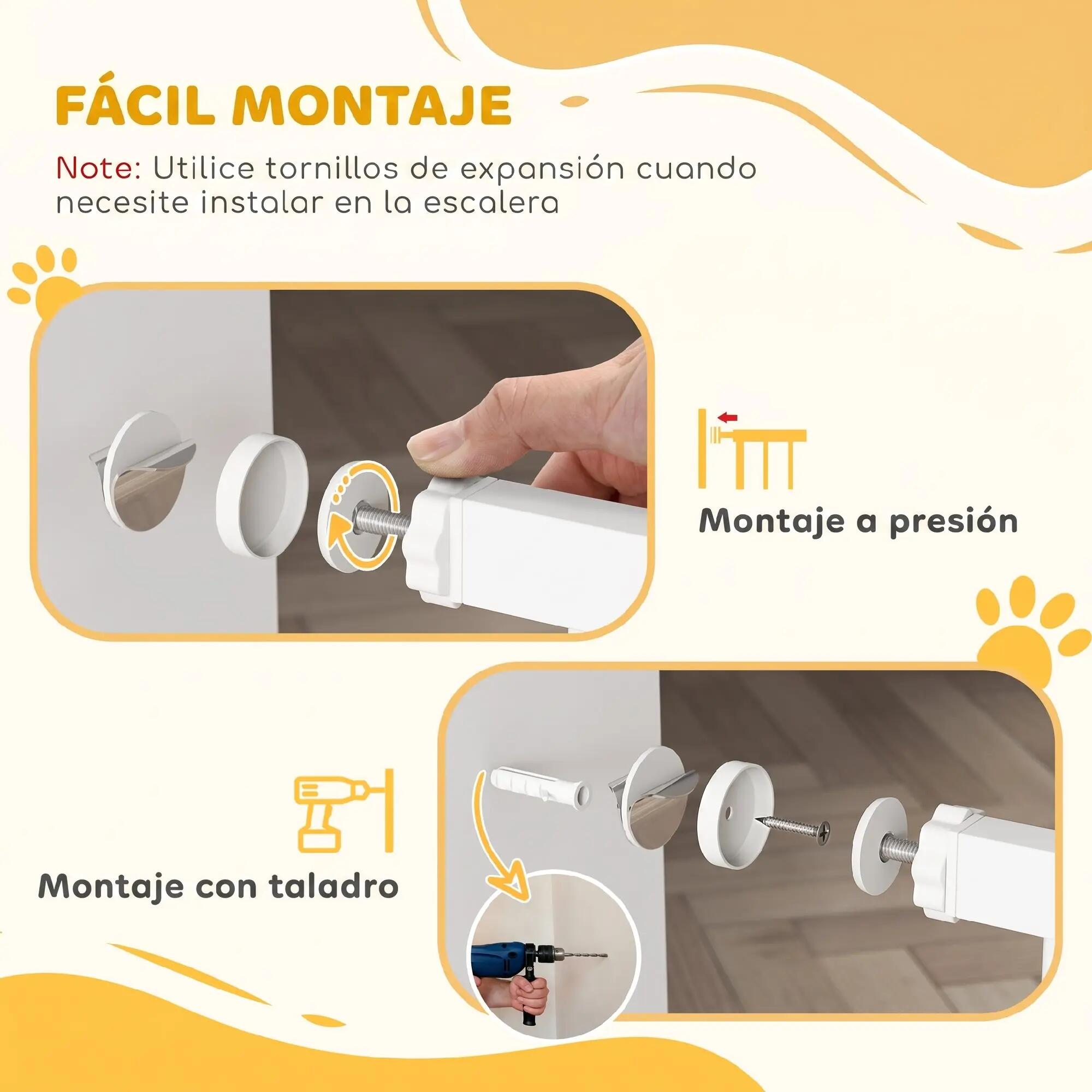 Barreira de segurança 93.5x2x45 cm branco PawHut 6/9