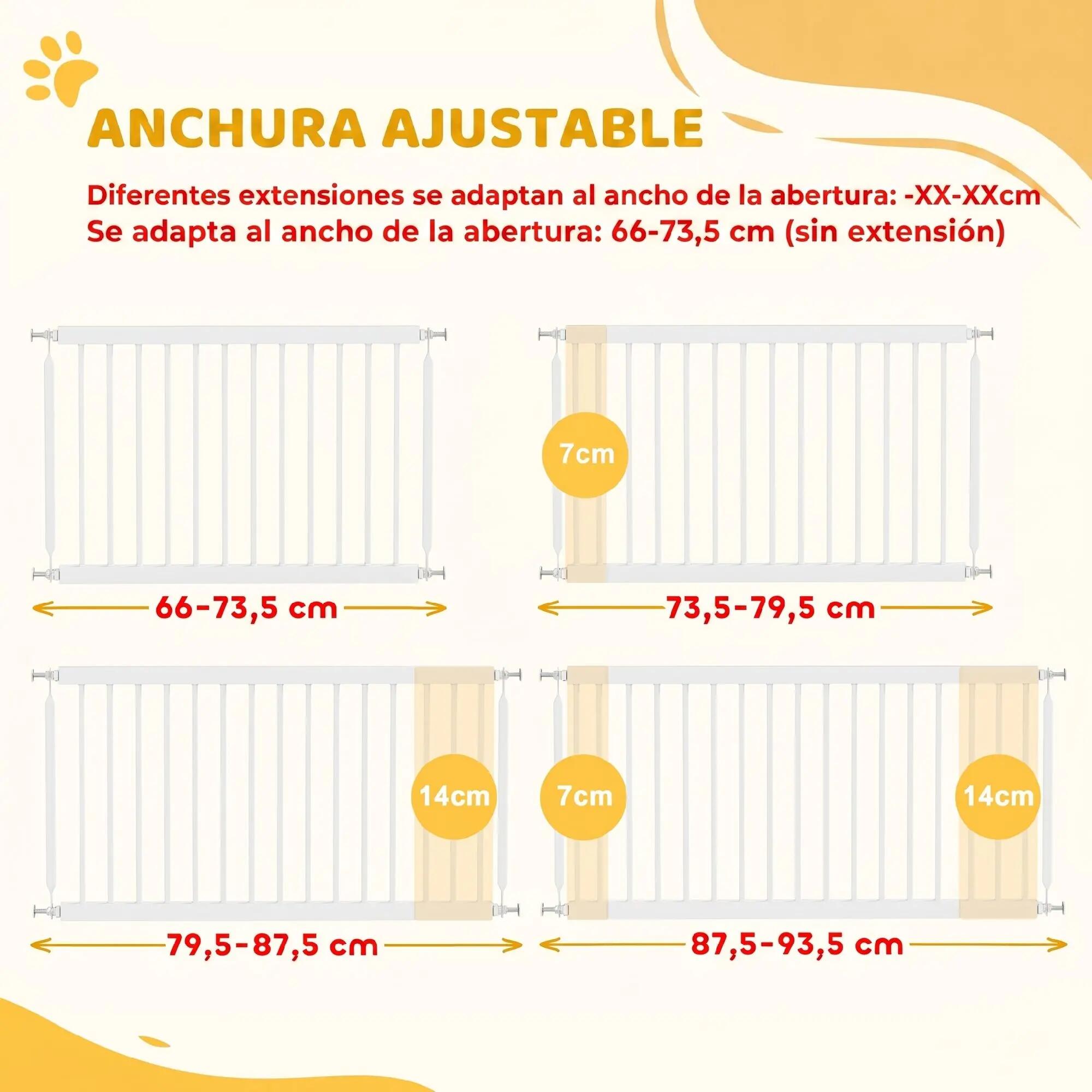 Barreira de segurança 93.5x2x45 cm branco PawHut 4/9