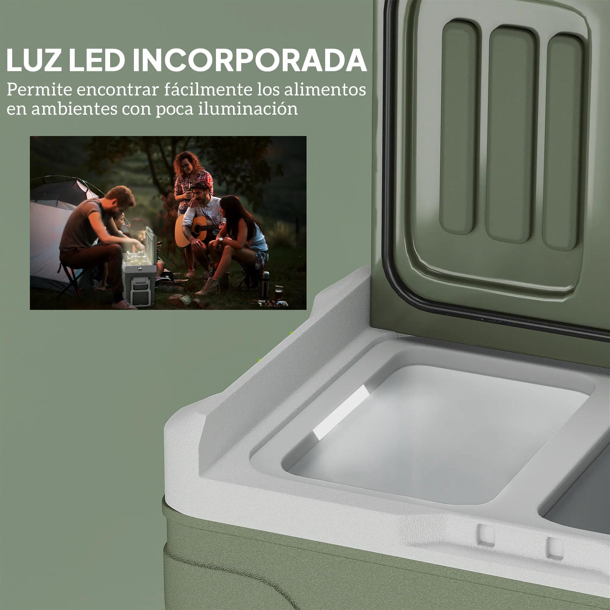 Geleira elétrica portátil 64,5x43,5x53 cm cinzento e verde Outsunny 6/9