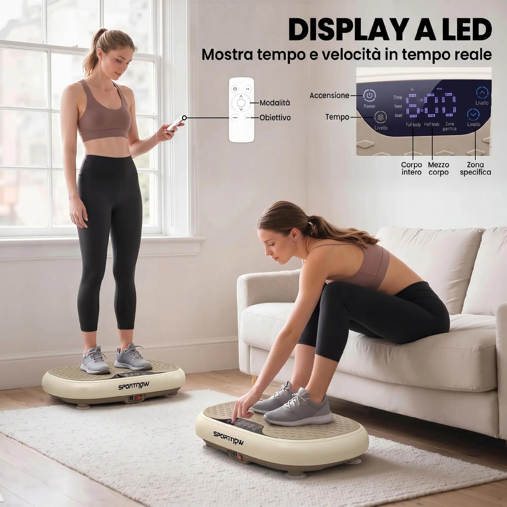 Plataforma Vibratoria 20 Velocidades 3 Programas 150W Pantalla LED para Fitness 5/9