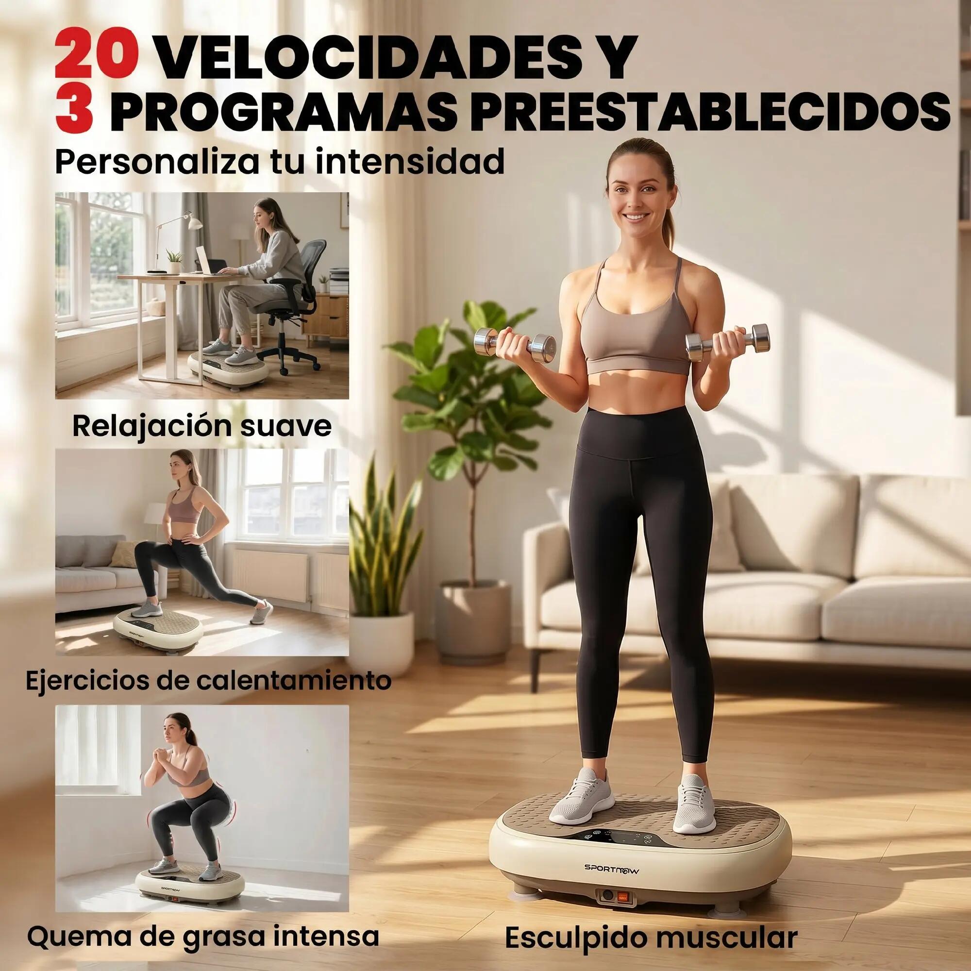Plataforma Vibratoria 20 Velocidades 3 Programas 150W Pantalla LED para Fitness 4/9