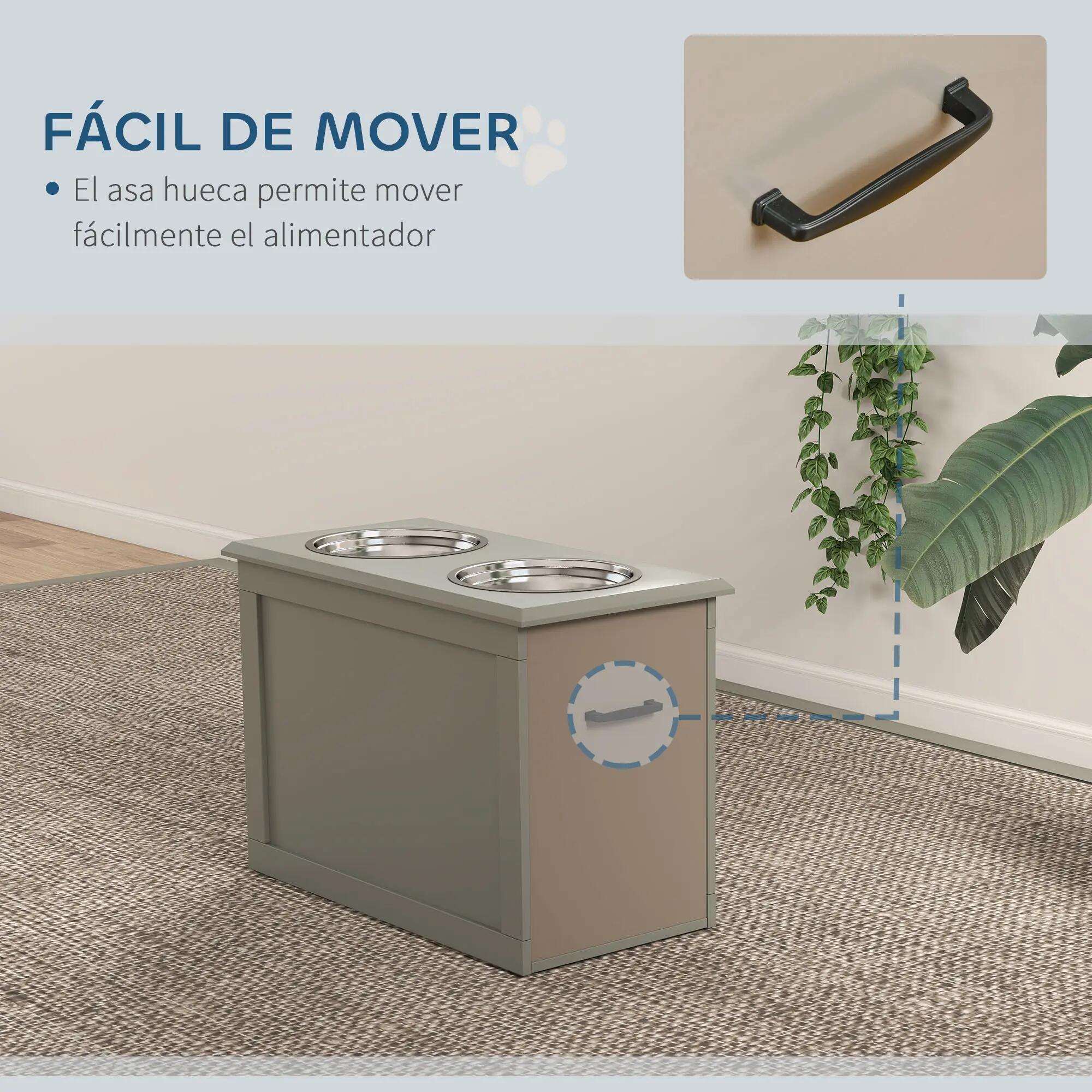Comedero para Perros PawHut 60x30x41 cm Gris 6/9