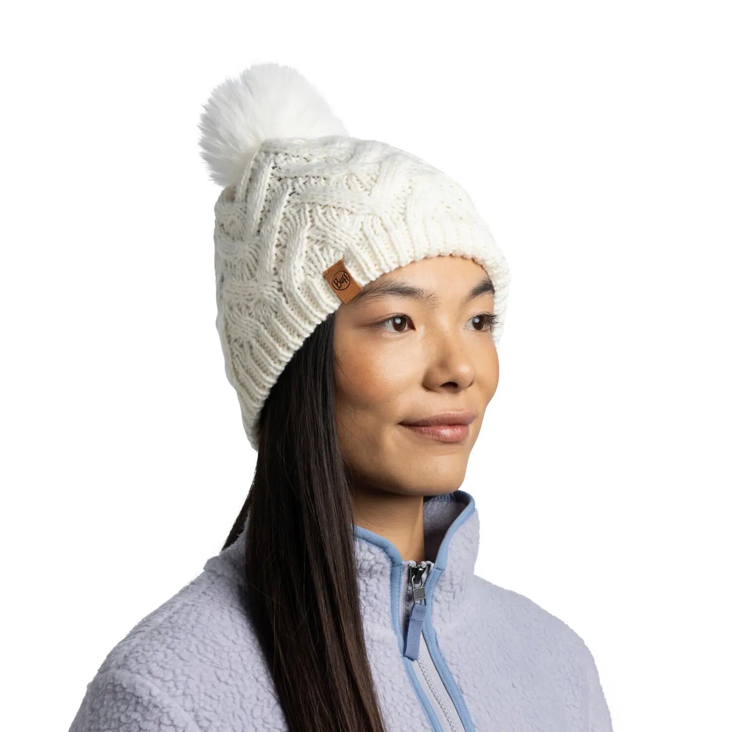 Bonnet Knitted & Fleece Band Femme Buff Blanche TAILLE UNIQUE 4/5