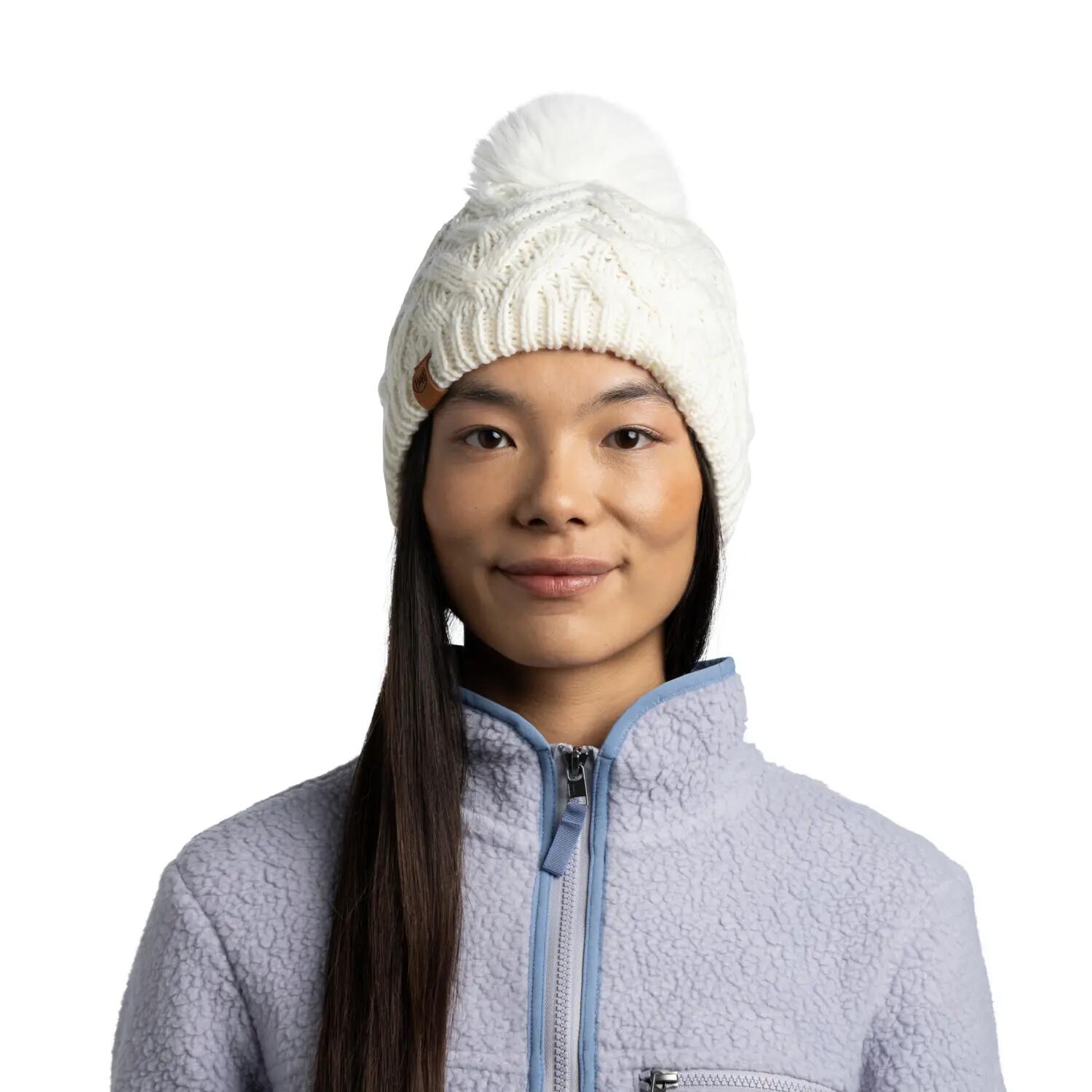 Bonnet Knitted & Fleece Band Femme Buff Blanche TAILLE UNIQUE 3/5