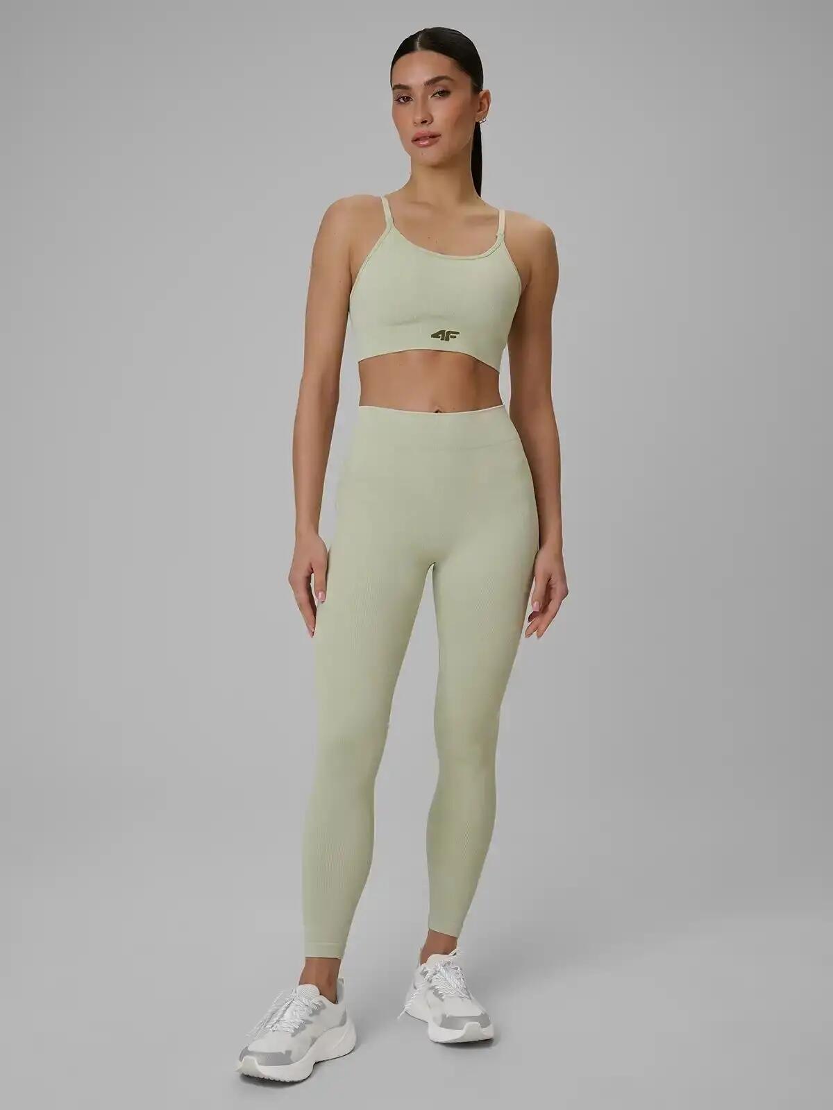 LEGGINSY DAMSKIE 4F TENINGOWE SZYBKOSCHNĄCE Z WYSOKIM STANEM KOLOR ZIELONY 9/13