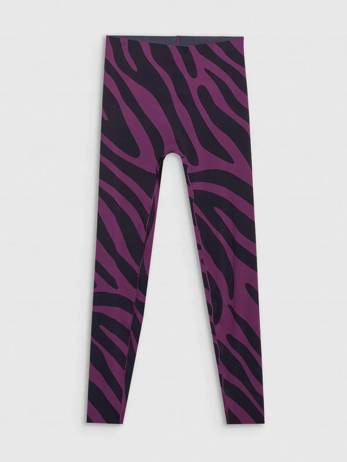 LEGGINSY DAMSKIE 4F DO JOGI SZYBKOSCHNĄCE  KOLOR FIOLETOWY 6/8
