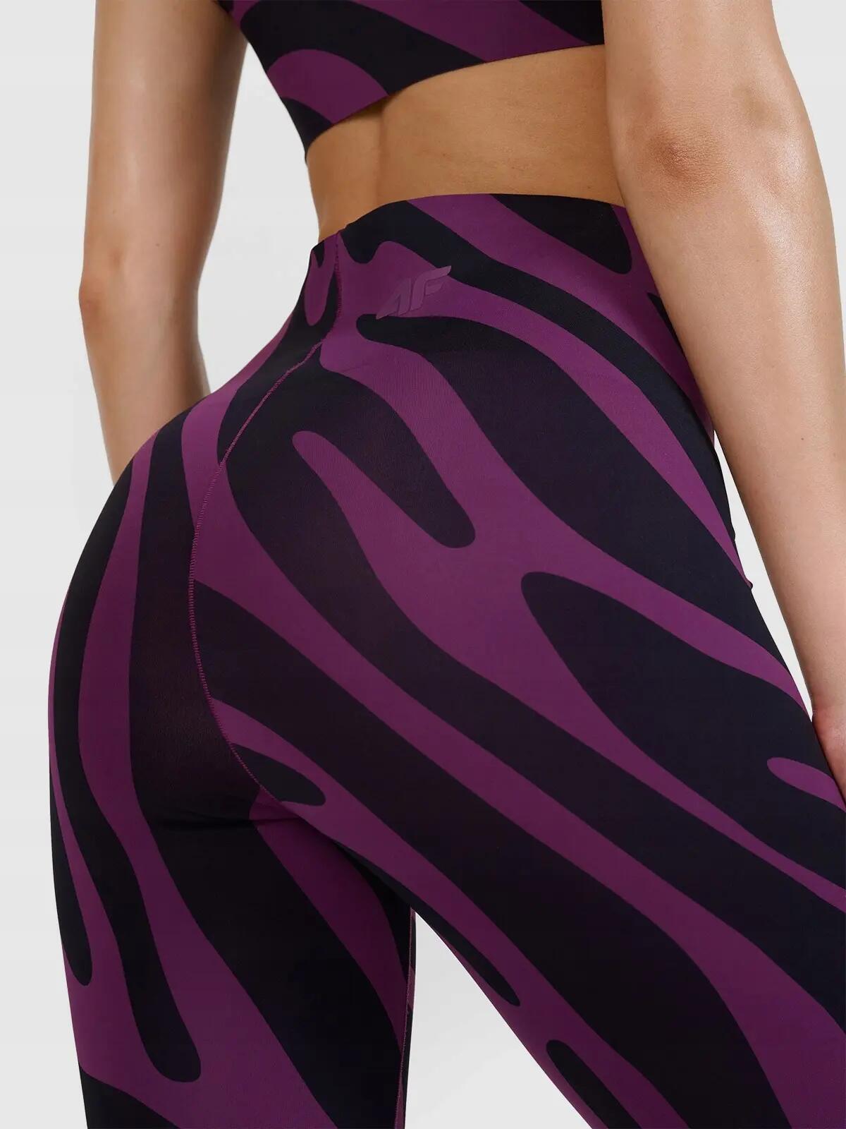 LEGGINSY DAMSKIE 4F DO JOGI SZYBKOSCHNĄCE  KOLOR FIOLETOWY 5/8