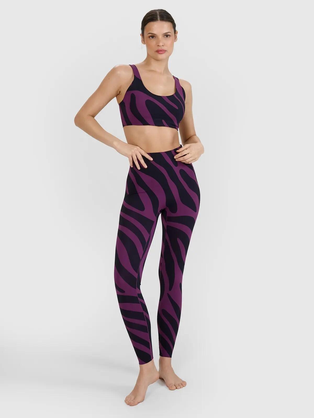 LEGGINSY DAMSKIE 4F DO JOGI SZYBKOSCHNĄCE  KOLOR FIOLETOWY 2/8