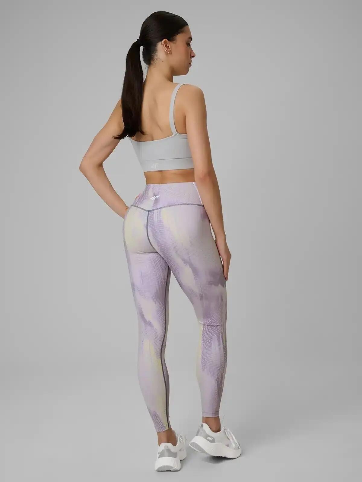 LEGGINSY DAMSKIE 4F TRENINGOWE SZYBKOSCHNĄCE Z WYSOKIM STANEM KOLOR ŻÓŁTY 8/12
