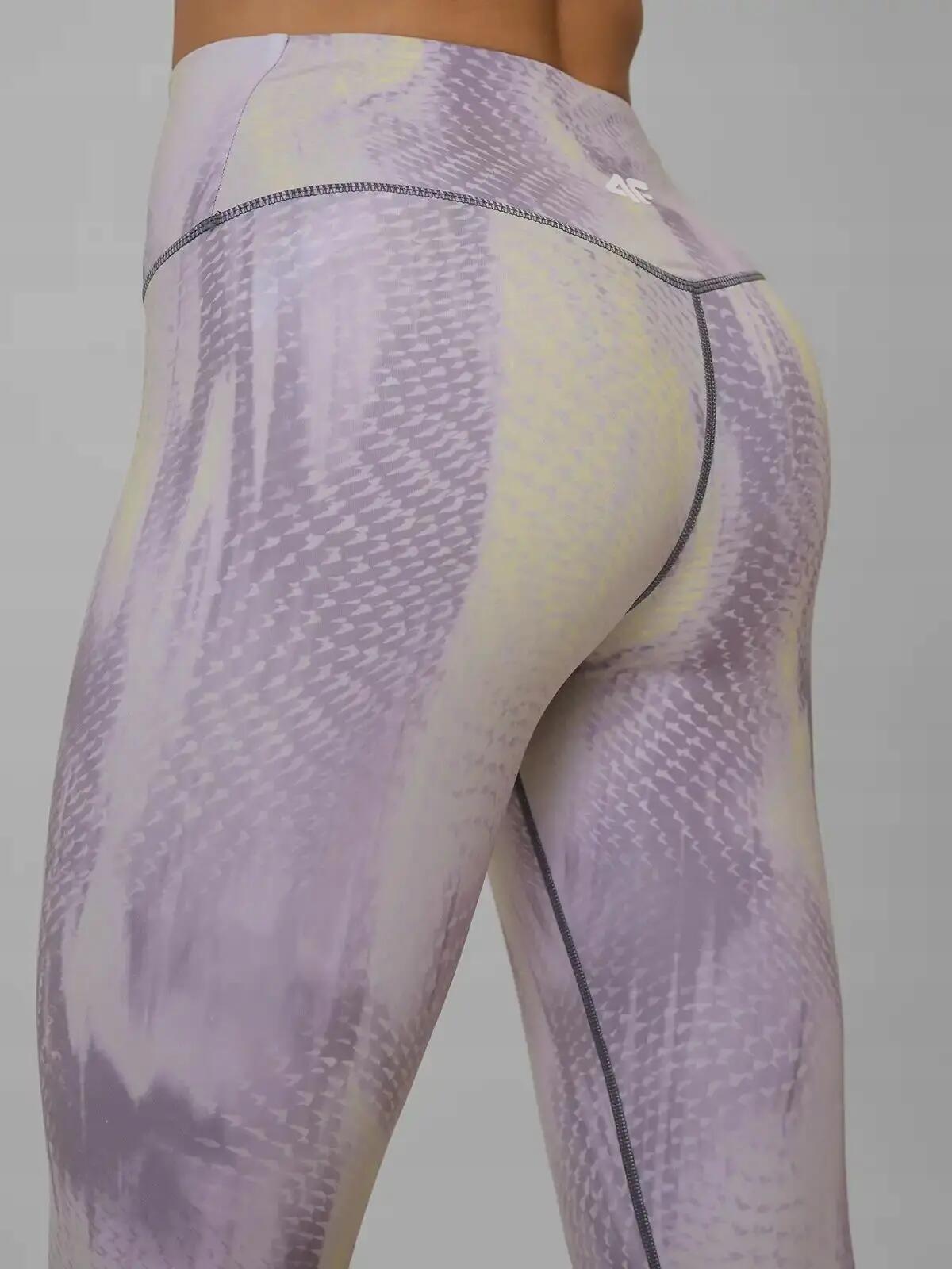 LEGGINSY DAMSKIE 4F TRENINGOWE SZYBKOSCHNĄCE Z WYSOKIM STANEM KOLOR ŻÓŁTY 5/12