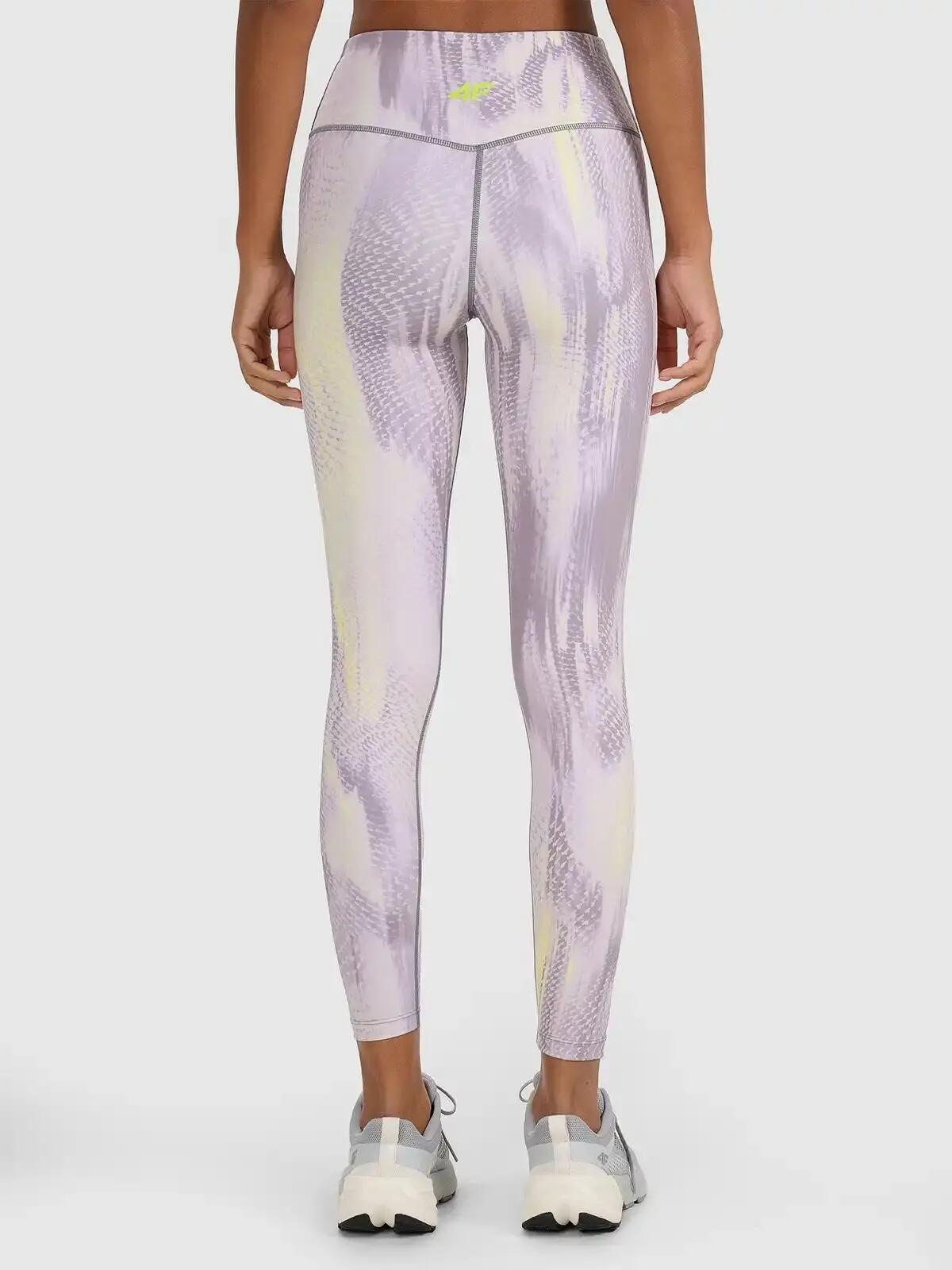 LEGGINSY DAMSKIE 4F TRENINGOWE SZYBKOSCHNĄCE Z WYSOKIM STANEM KOLOR ŻÓŁTY 4/12