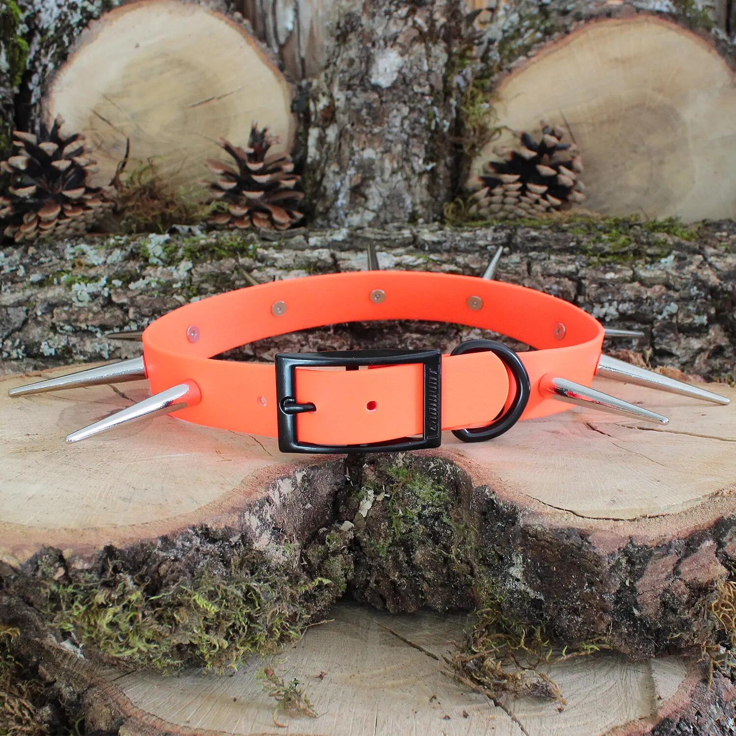 COLLIER CHEIN CANIHUNT MADE IN FRANCE anti agression, PVC 25mm ORANGE 2/2