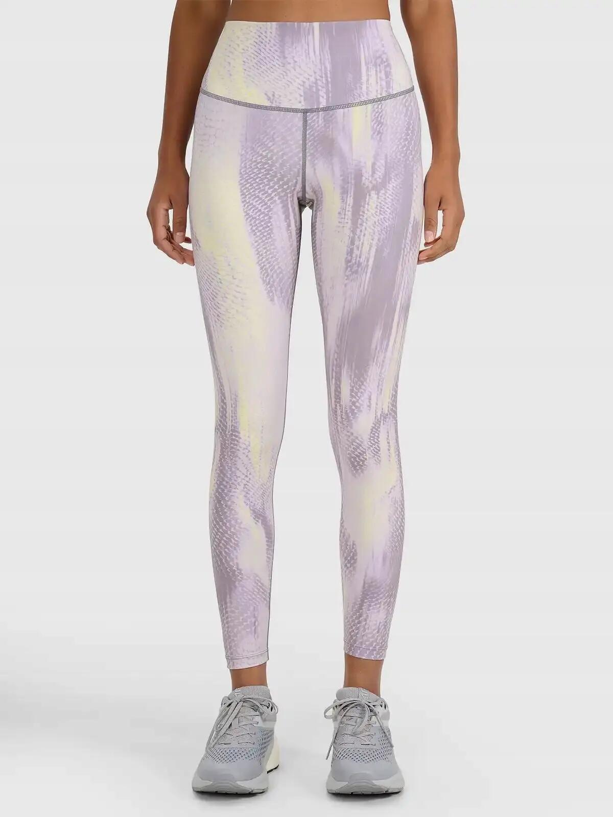 LEGGINSY DAMSKIE 4F TRENINGOWE SZYBKOSCHNĄCE Z WYSOKIM STANEM KOLOR ŻÓŁTY 2/12