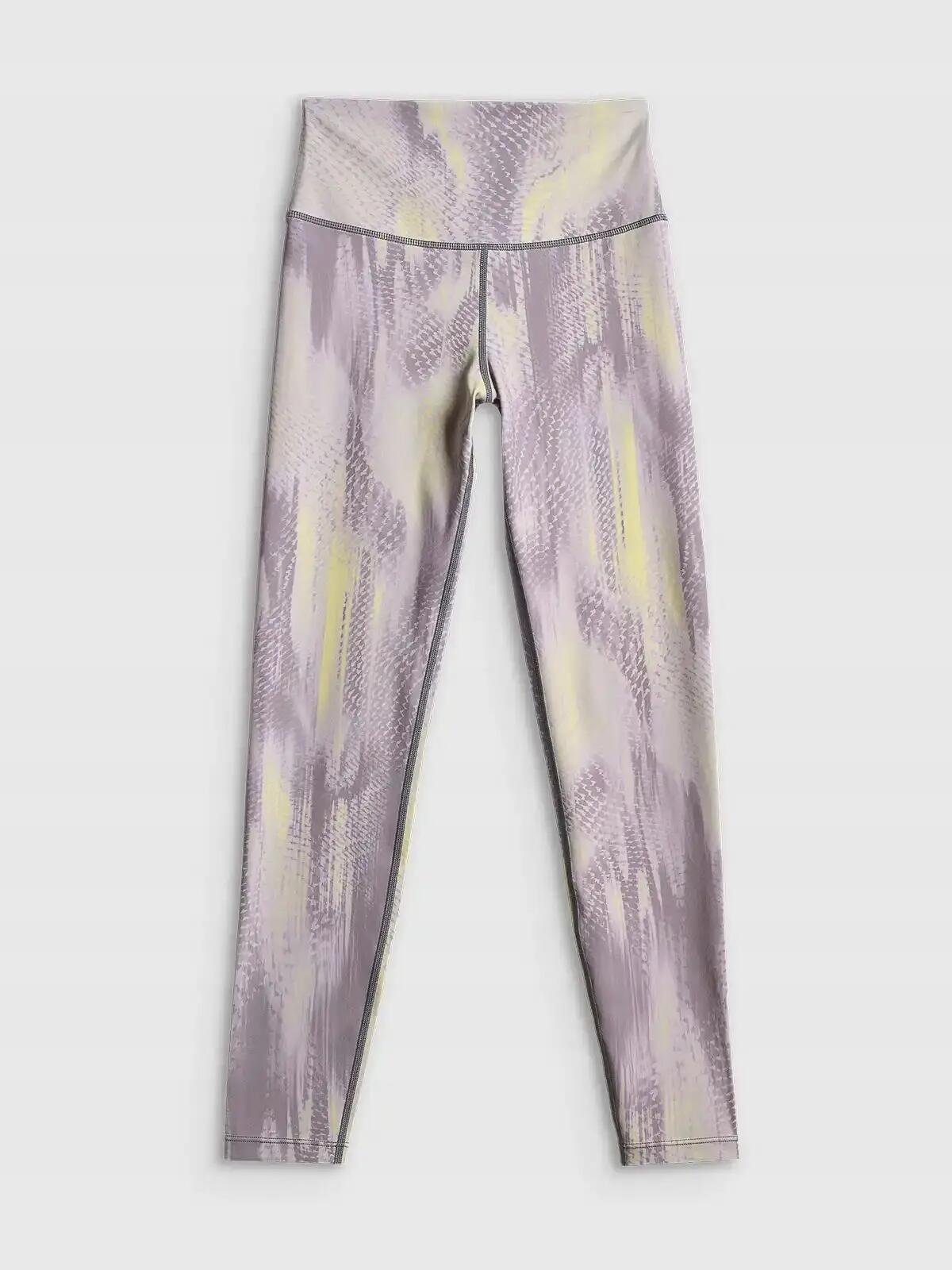 LEGGINSY DAMSKIE 4F TRENINGOWE SZYBKOSCHNĄCE Z WYSOKIM STANEM KOLOR ŻÓŁTY 10/12