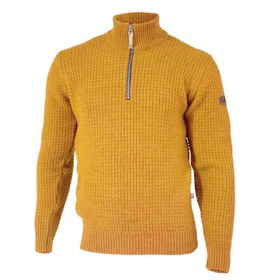 Trui moritz half zip autumn blaze heren - 100% wol - geel