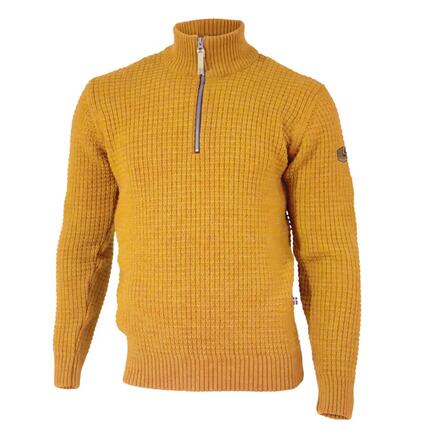 Pull à demi-zip pour homme Moritz – Autumn Blaze – 100 % laine – Jaune