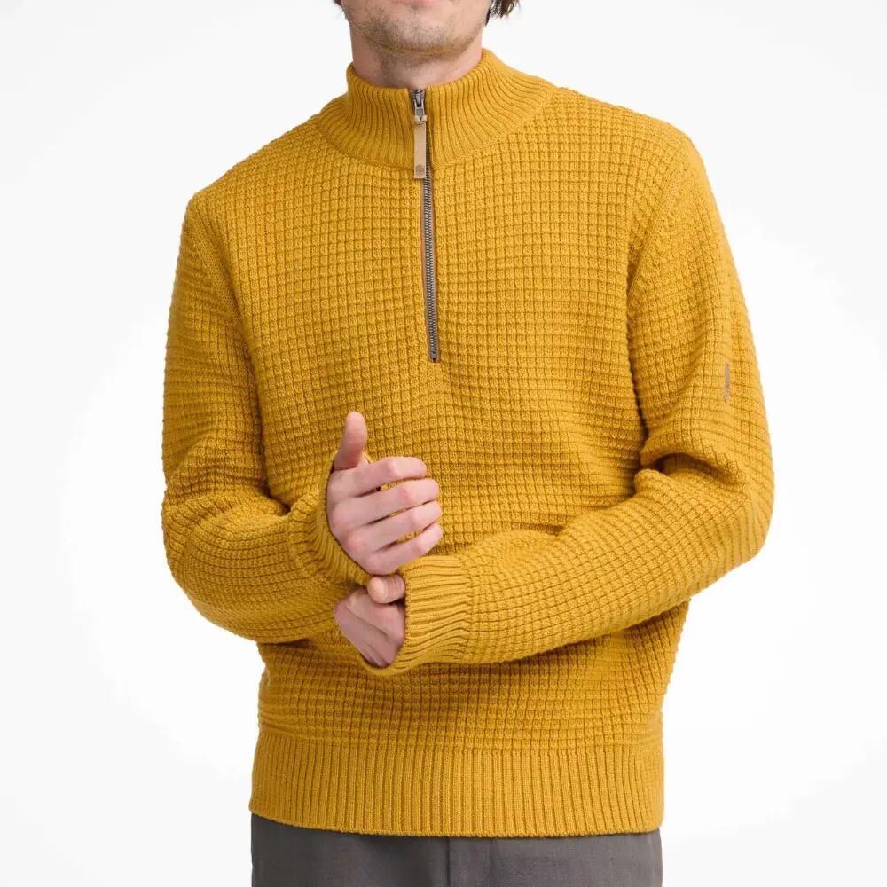 Suéter Moritz con media cremallera hombre – Autumn Blaze – 100 % lana – Amarillo 3/5