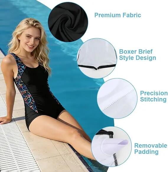 Maillot de Bain Femme Une Pieces, Gainant Ventre Plat Push Up,XL 4/6