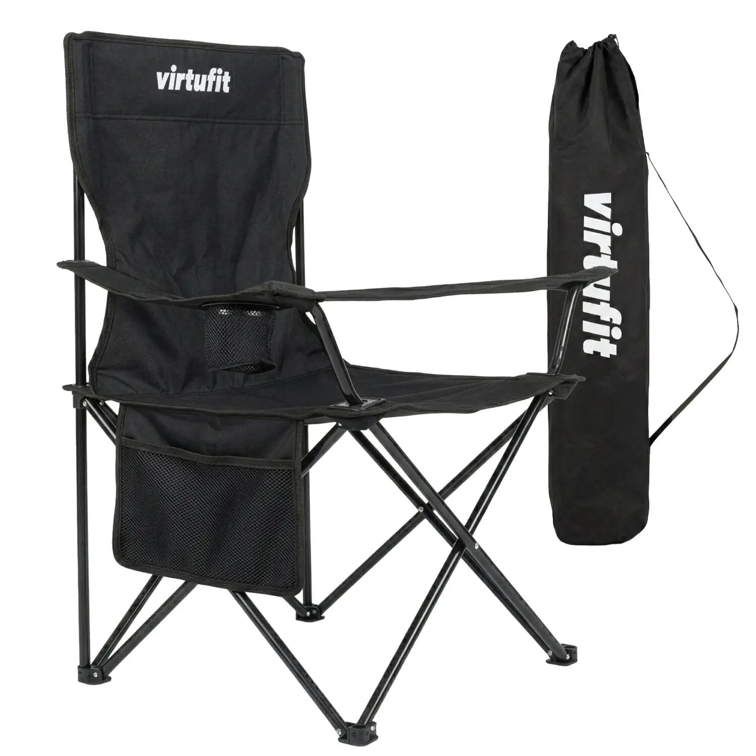 Chaise de camping pliable - noire - lot de 2 4/7