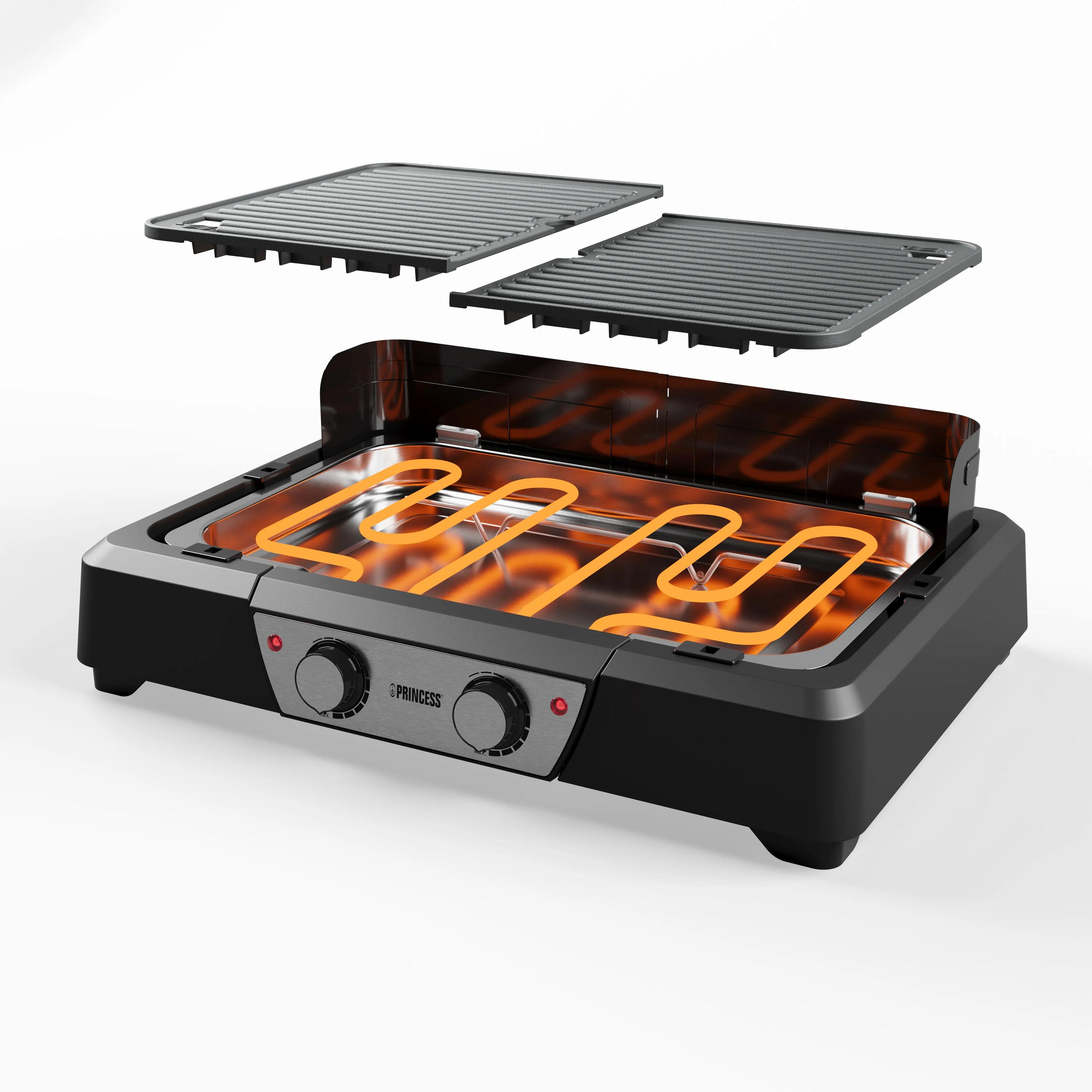 Elektrische BBQ - 2000W - 2 Grillzones - Tafelgrill - Zwart 2/5