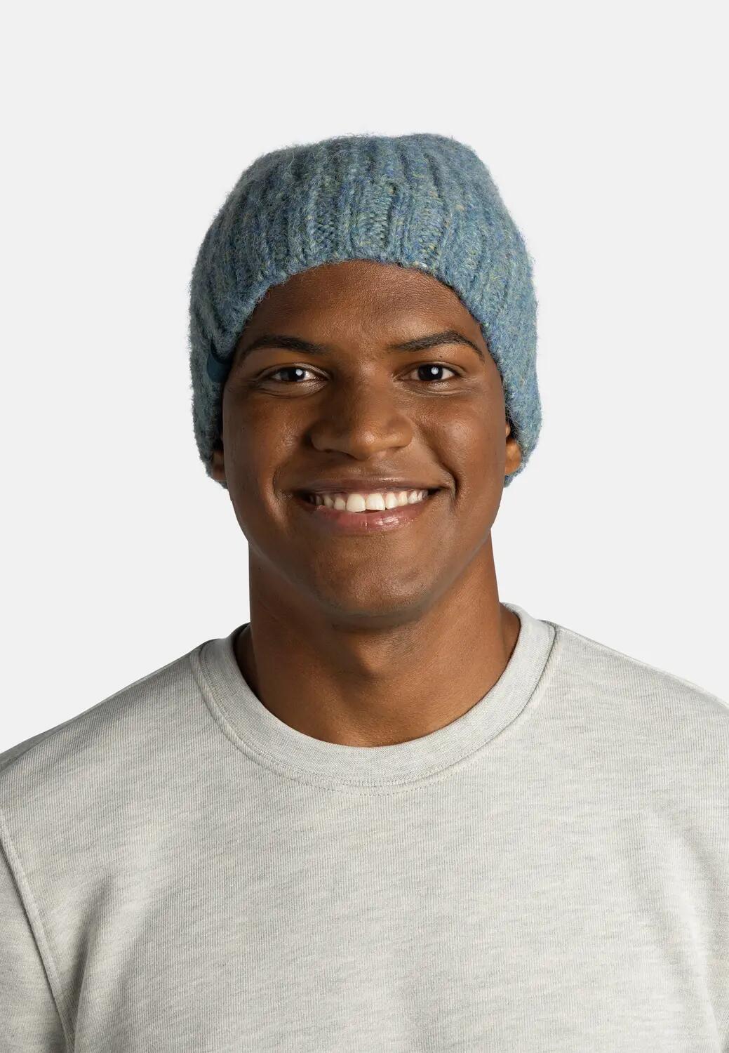 Bonnet Knitted & Fleece Band Femme Buff Bleu TAILLE UNIQUE 3/5