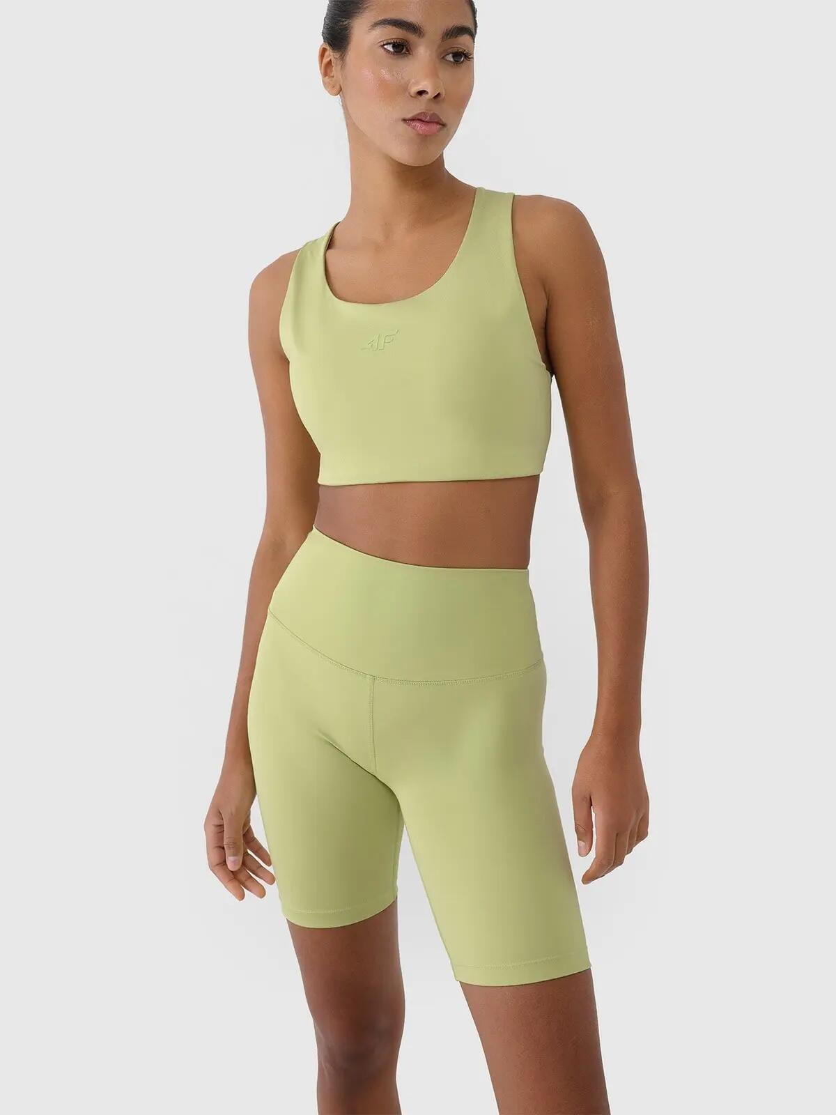 SPODENKI DAMSKIE 4F TRENINGOWE LEGGINSY KRÓTKIE KOLARKI  KOLOR ZIELONY 3/10