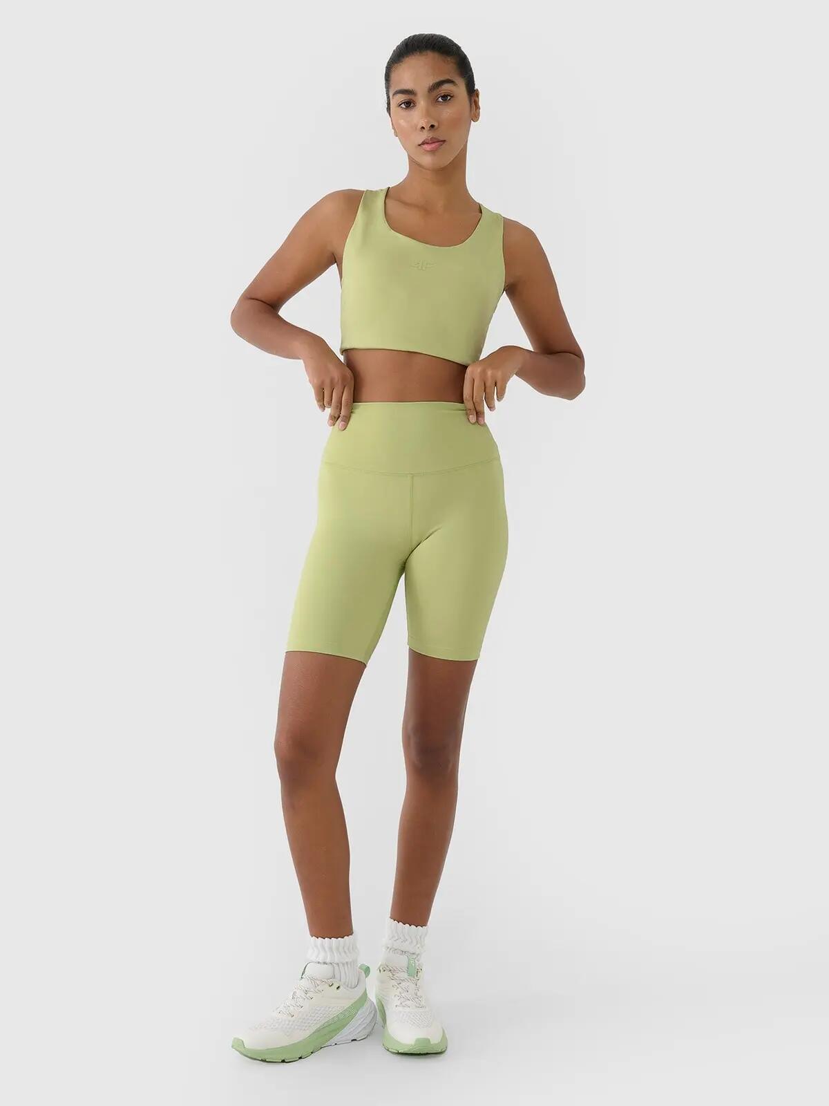 SPODENKI DAMSKIE 4F TRENINGOWE LEGGINSY KRÓTKIE KOLARKI  KOLOR ZIELONY 2/10