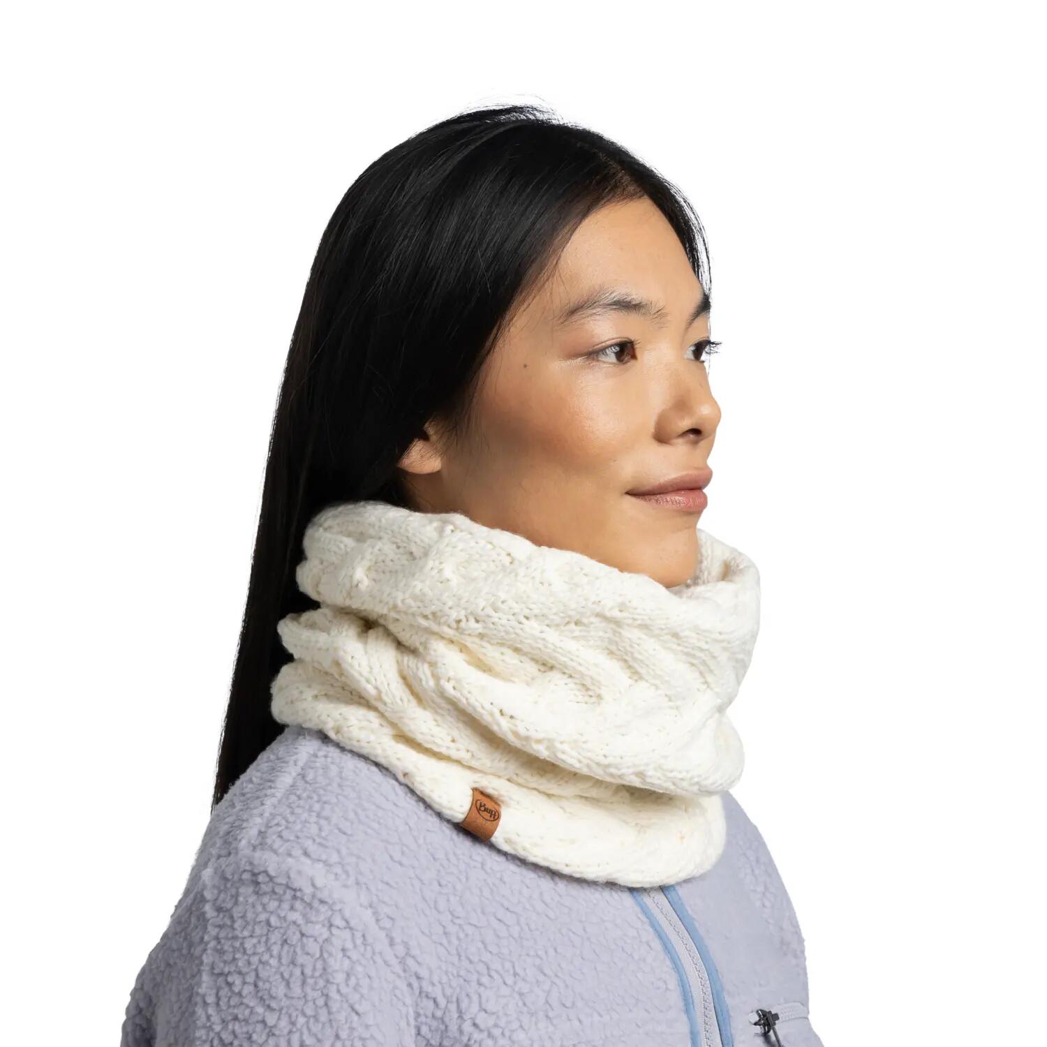 Cache-cou tricoté & Fleece Femme Buff Blanche TAILLE UNIQUE 4/5