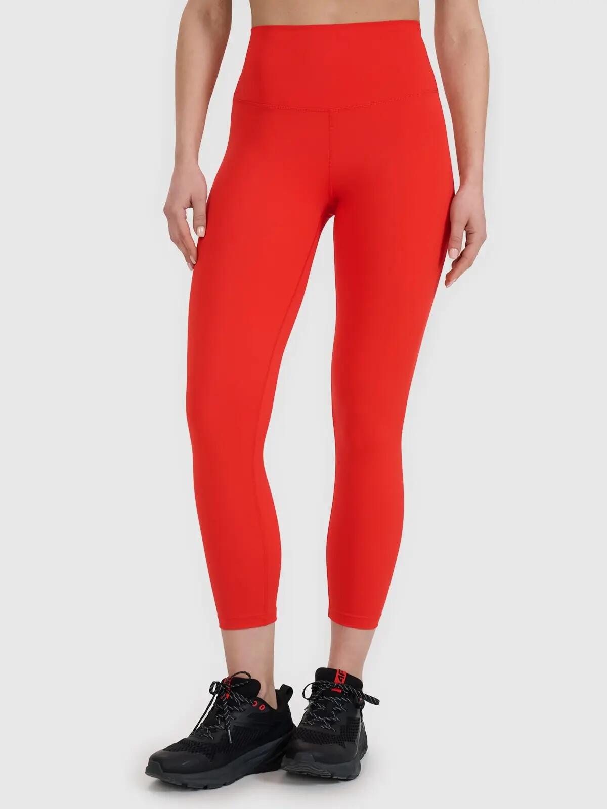 LEGGINSY DAMSKIE 4F FUNKCYJNE Z WYSOKIM STANEM KOLOR CZERWONY 1/8