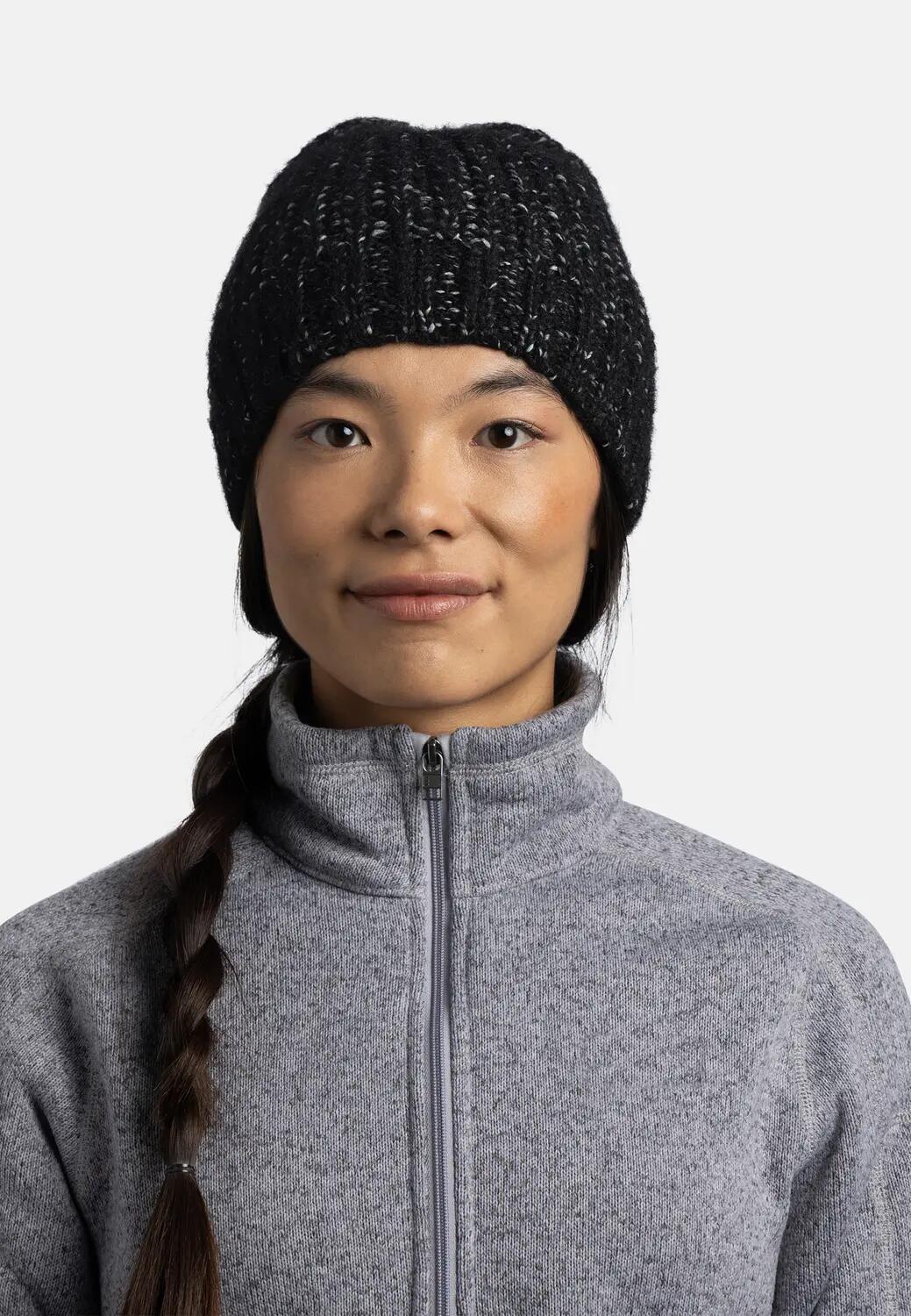 Bonnet Knitted & Fleece Band Femme Buff Noir TAILLE UNIQUE 3/5