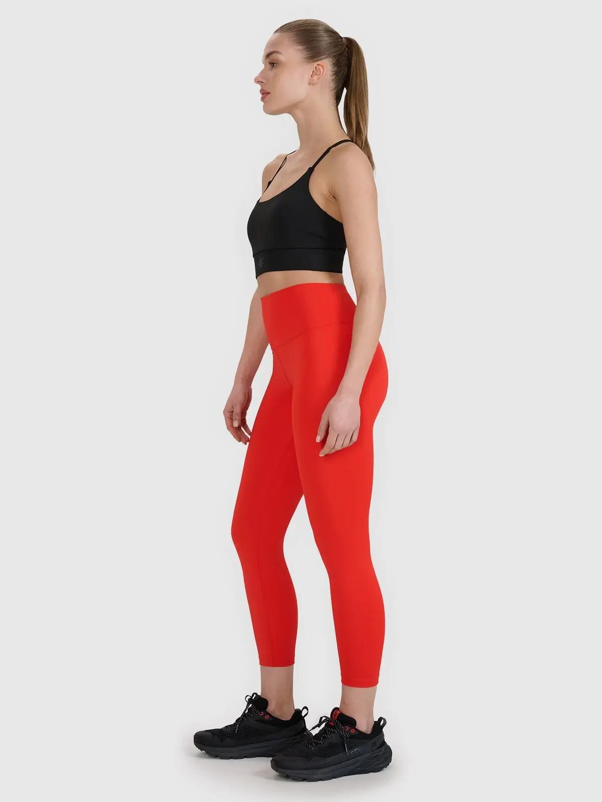 LEGGINSY DAMSKIE 4F FUNKCYJNE Z WYSOKIM STANEM KOLOR CZERWONY 5/8
