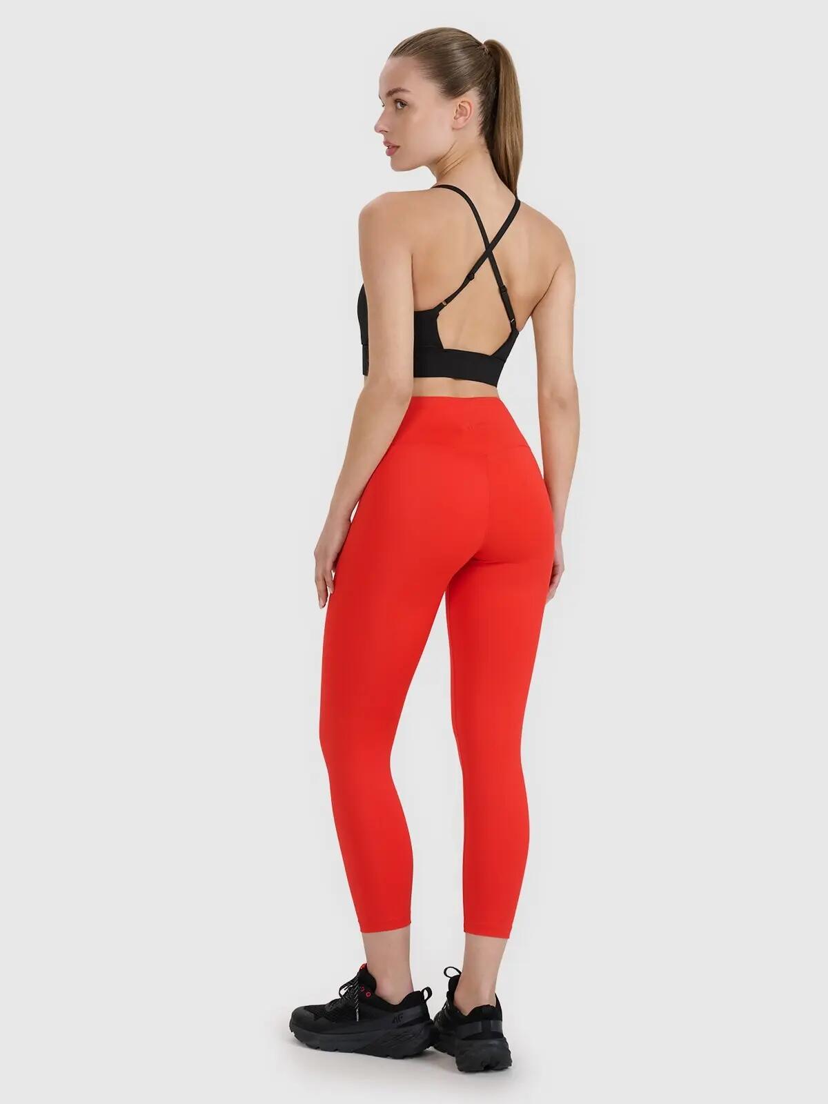 LEGGINSY DAMSKIE 4F FUNKCYJNE Z WYSOKIM STANEM KOLOR CZERWONY 4/8