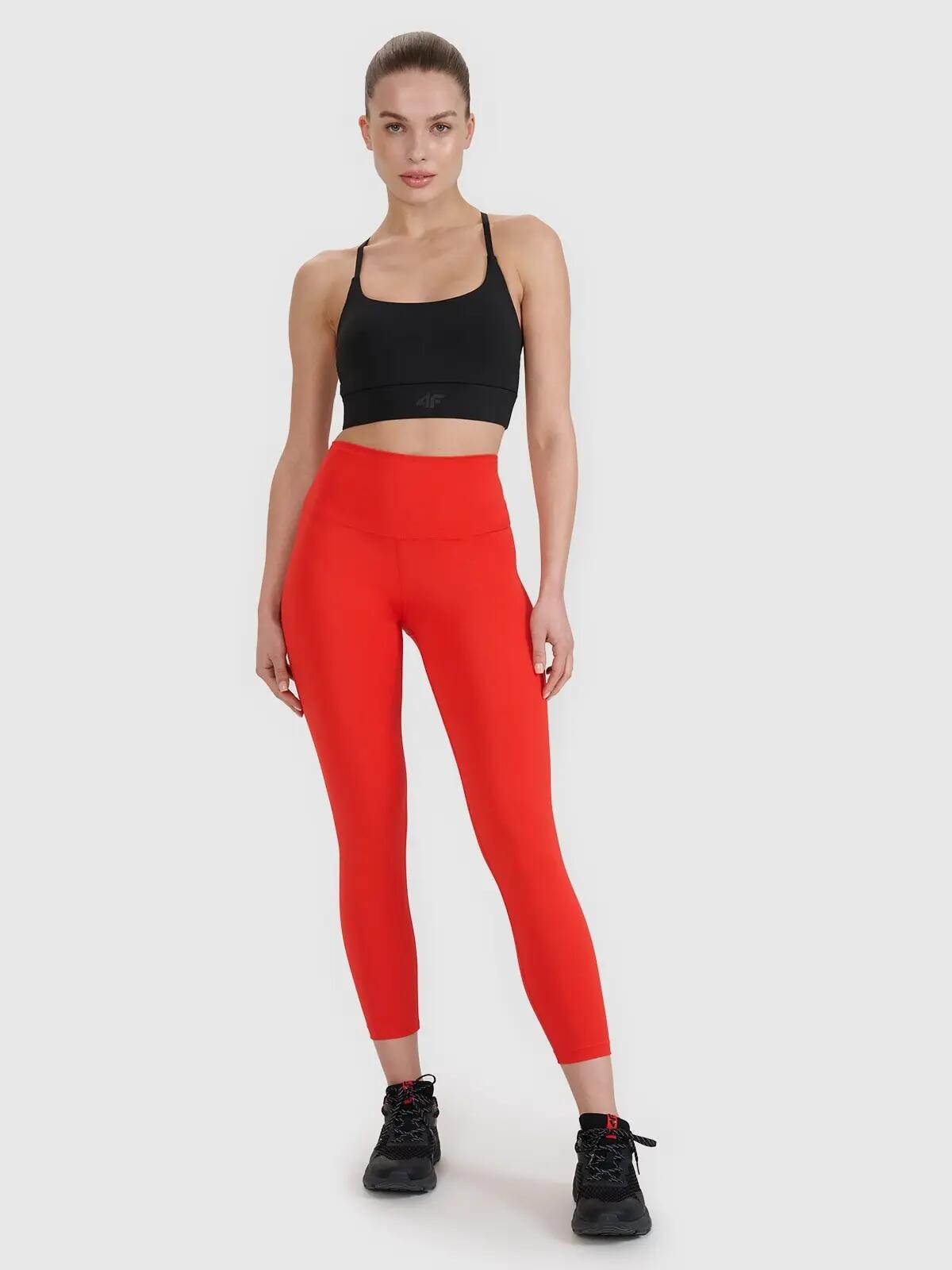 LEGGINSY DAMSKIE 4F FUNKCYJNE Z WYSOKIM STANEM KOLOR CZERWONY 2/8