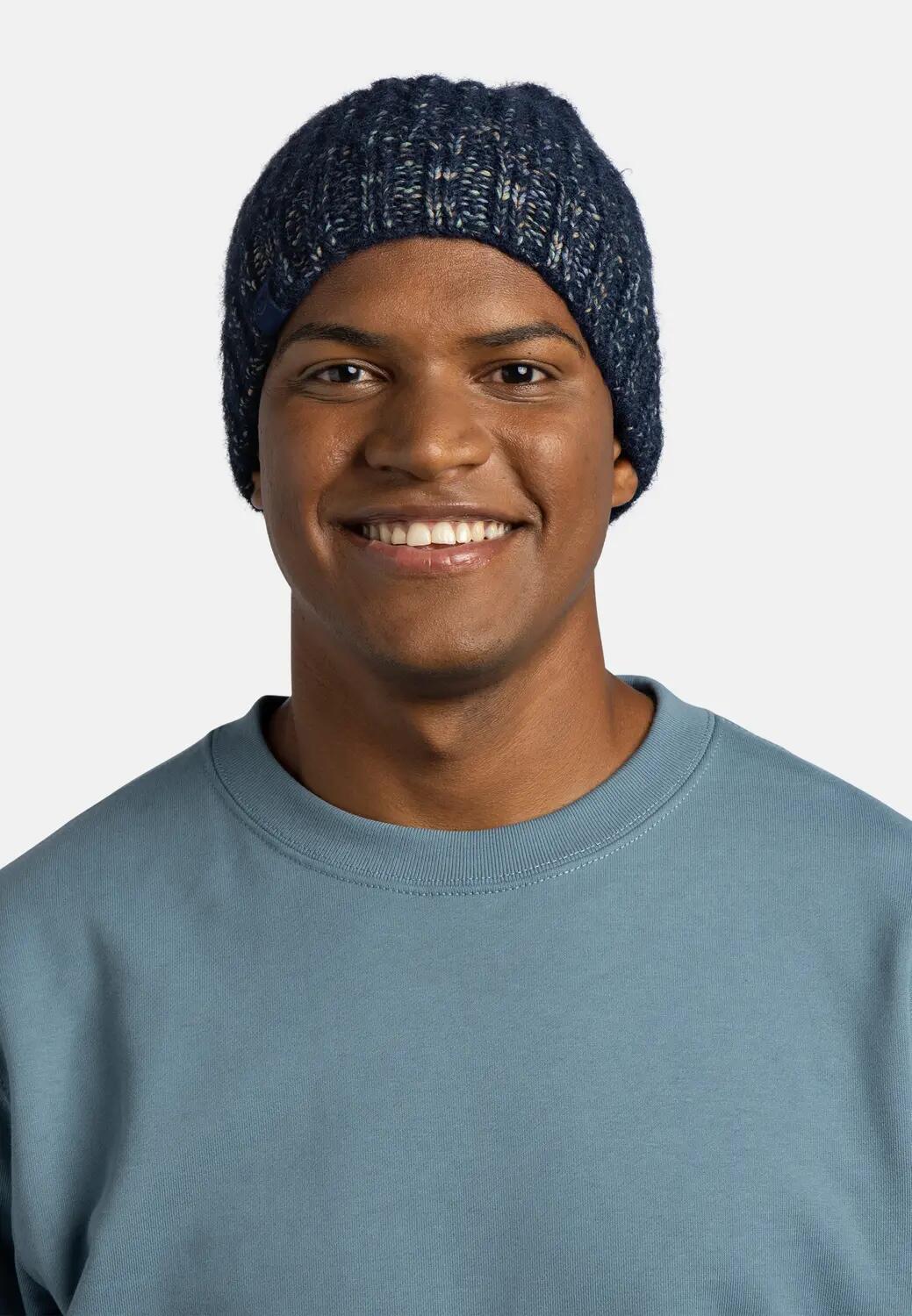 Bonnet Knitted & Fleece Band Femme Buff Bleu foncé TAILLE UNIQUE 3/5