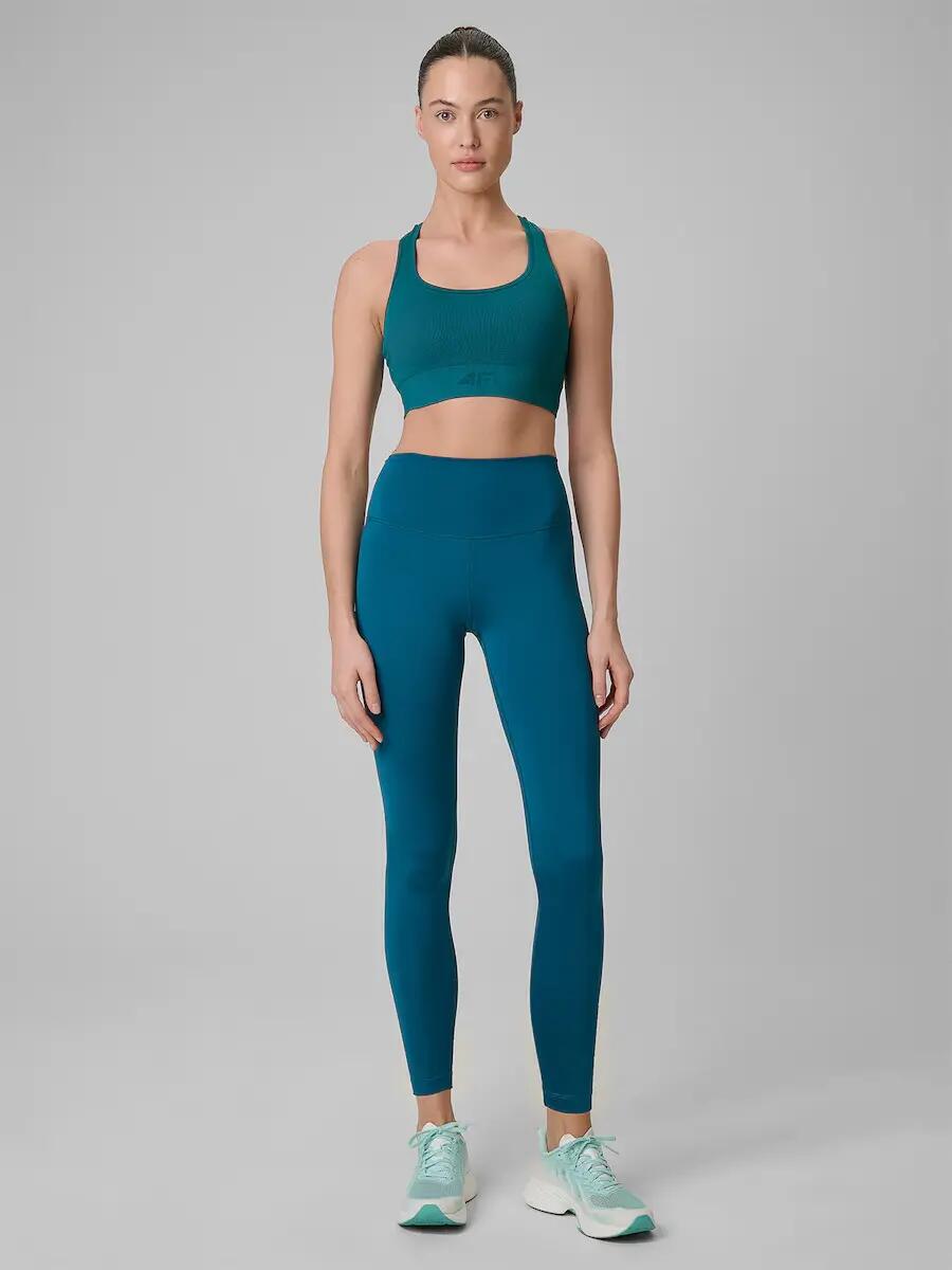 LEGGINSY DAMSKIE 4F TENINGOWE SZYBKOSCHNĄCE Z WYSOKIM STANEM KOLOR ZIELONY 5/8