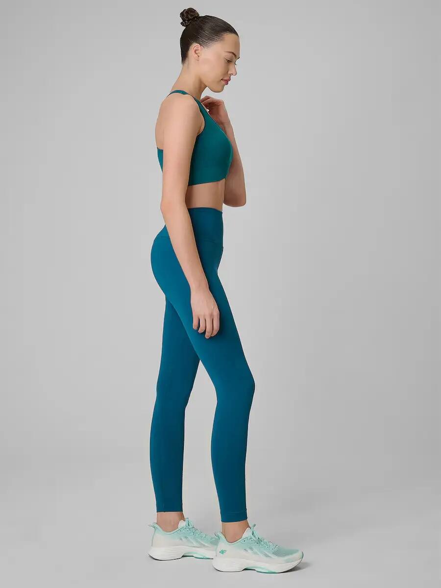LEGGINSY DAMSKIE 4F TENINGOWE SZYBKOSCHNĄCE Z WYSOKIM STANEM KOLOR ZIELONY 4/8