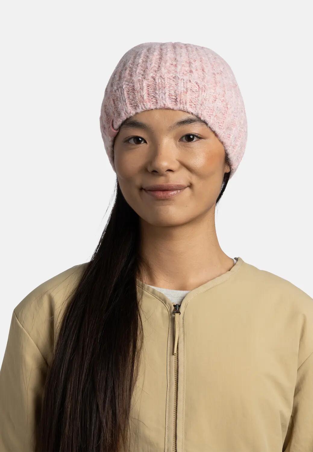 Bonnet Knitted & Fleece Band Femme Buff Rose TAILLE UNIQUE 3/5