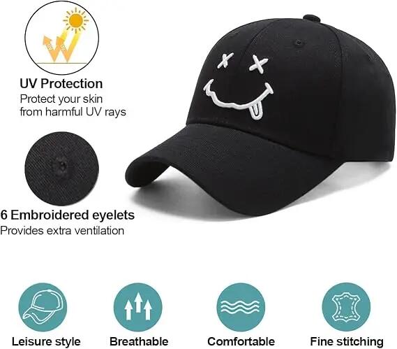Casquette Baseball, Chapeau Ete Respirante Légère Réglable Unisexe avec Brodée C 2/5