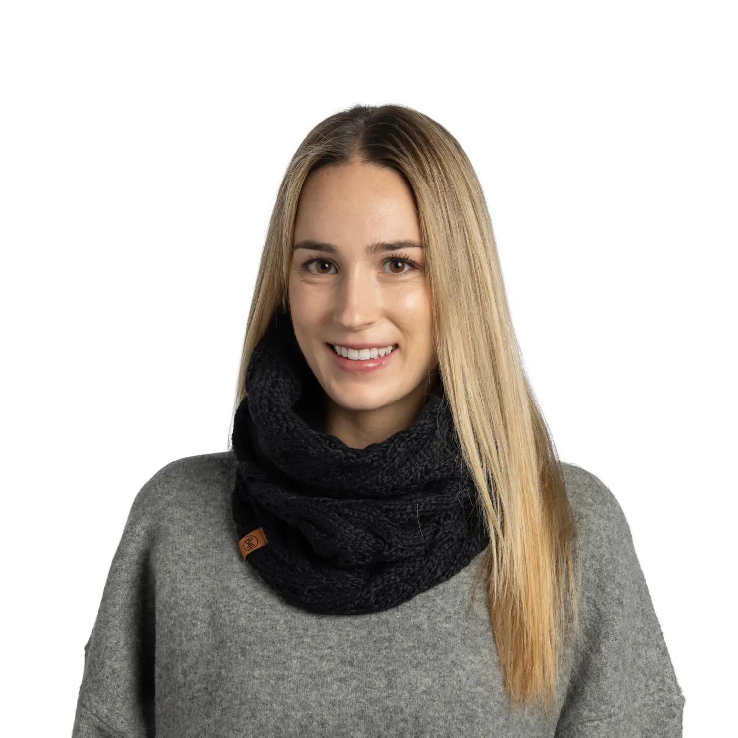 Cache-cou tricoté & Fleece Femme Buff Noir TAILLE UNIQUE 3/5