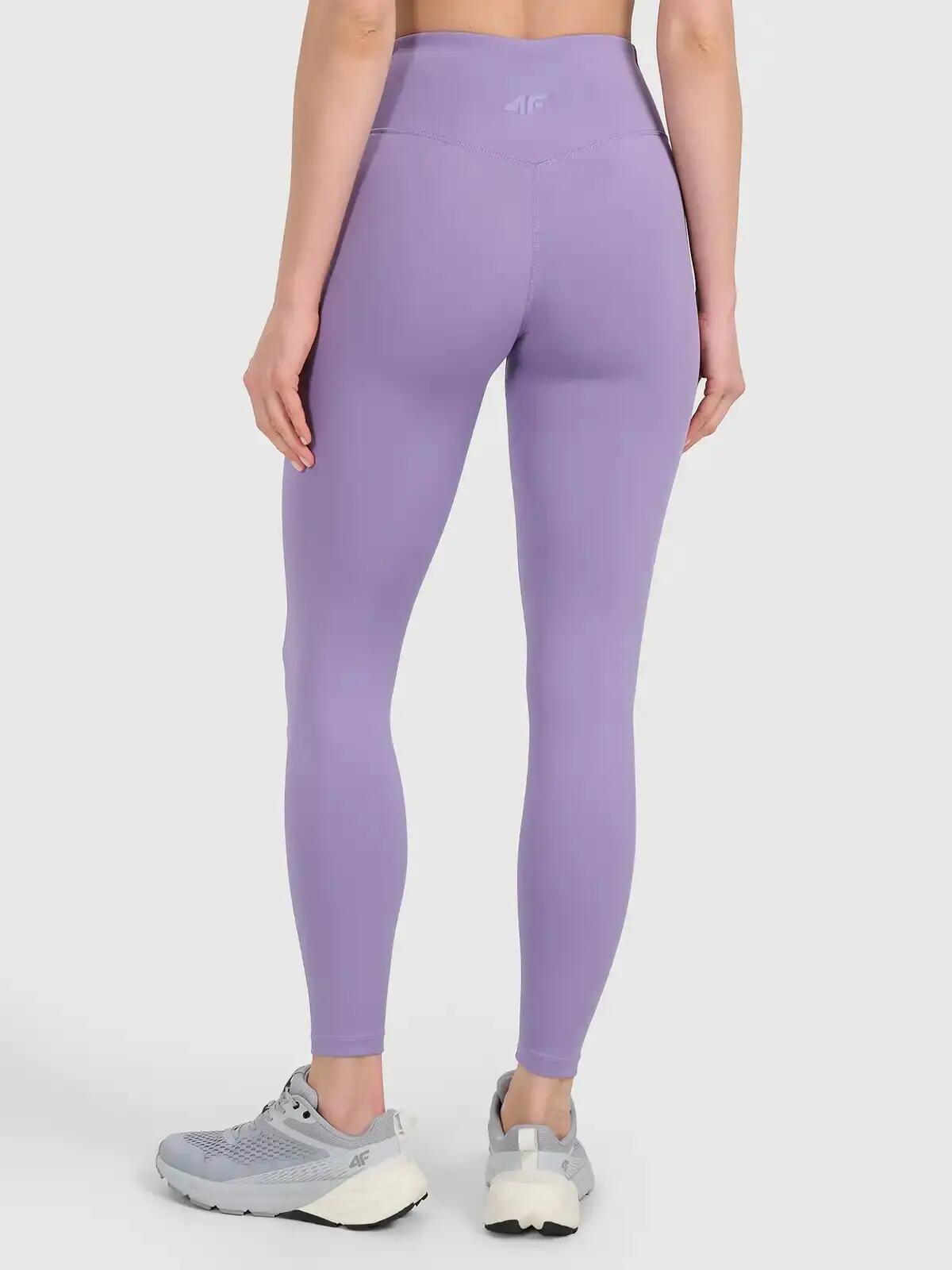 LEGGINSY DAMSKIE 4F TENINGOWE SZYBKOSCHNĄCE Z WYSOKIM STANEM KOLOR FIOLETOWY 5/14