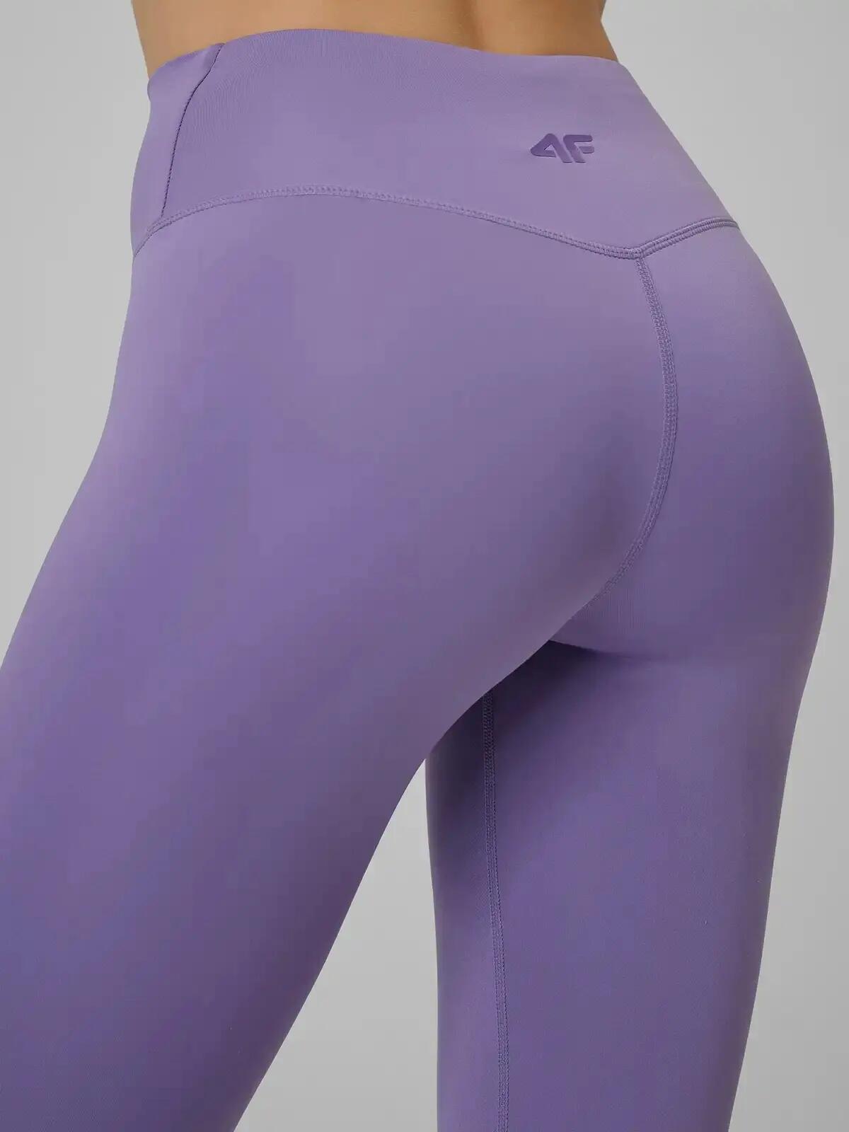 LEGGINSY DAMSKIE 4F TENINGOWE SZYBKOSCHNĄCE Z WYSOKIM STANEM KOLOR FIOLETOWY 11/14