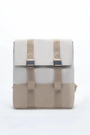 Rains Unisex Urbaner Rucksack Beige mit Laptopfach Trail Diuna