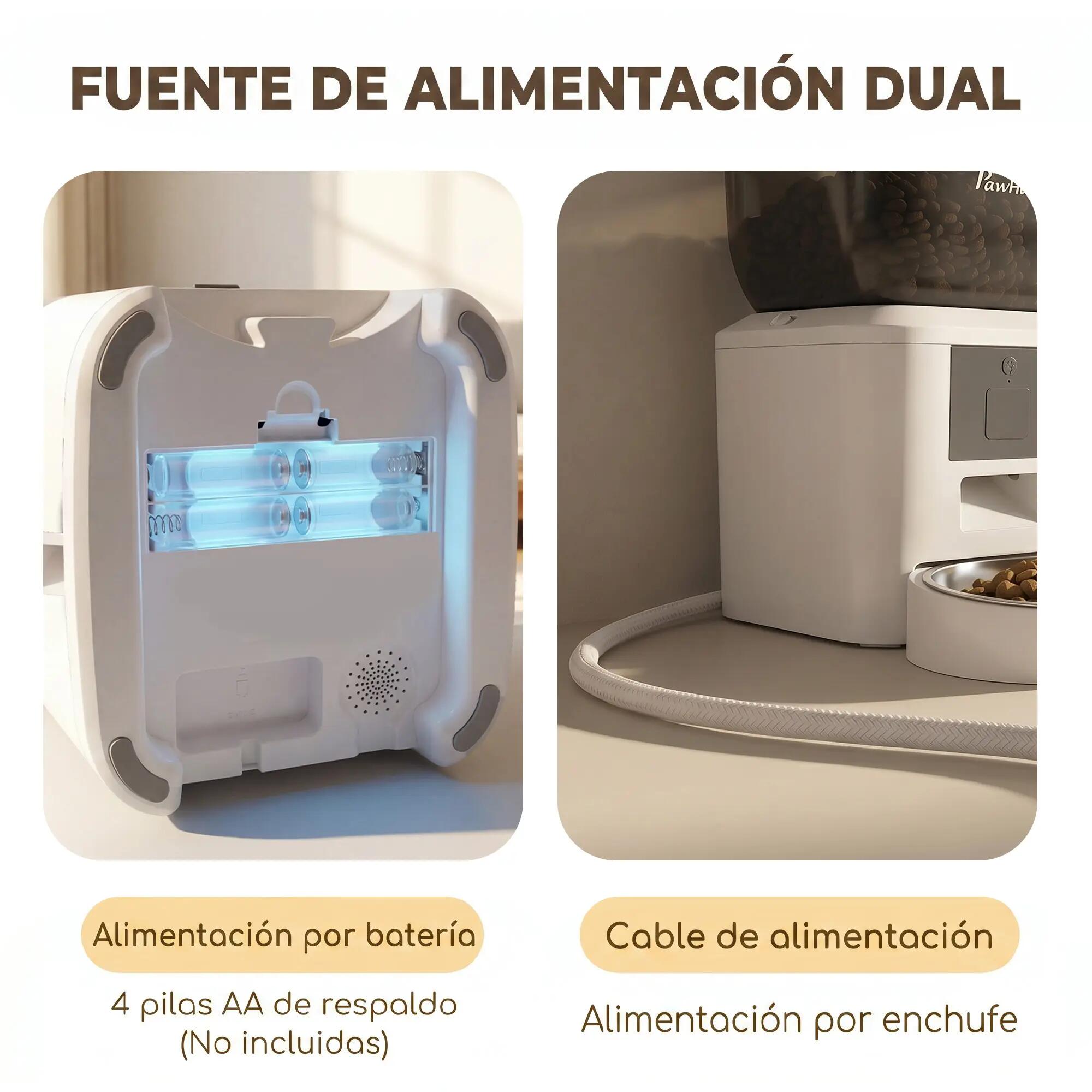 Comedero Automático Mascotas PawHut 35x18.5x30.5 cm Blanco 6/9