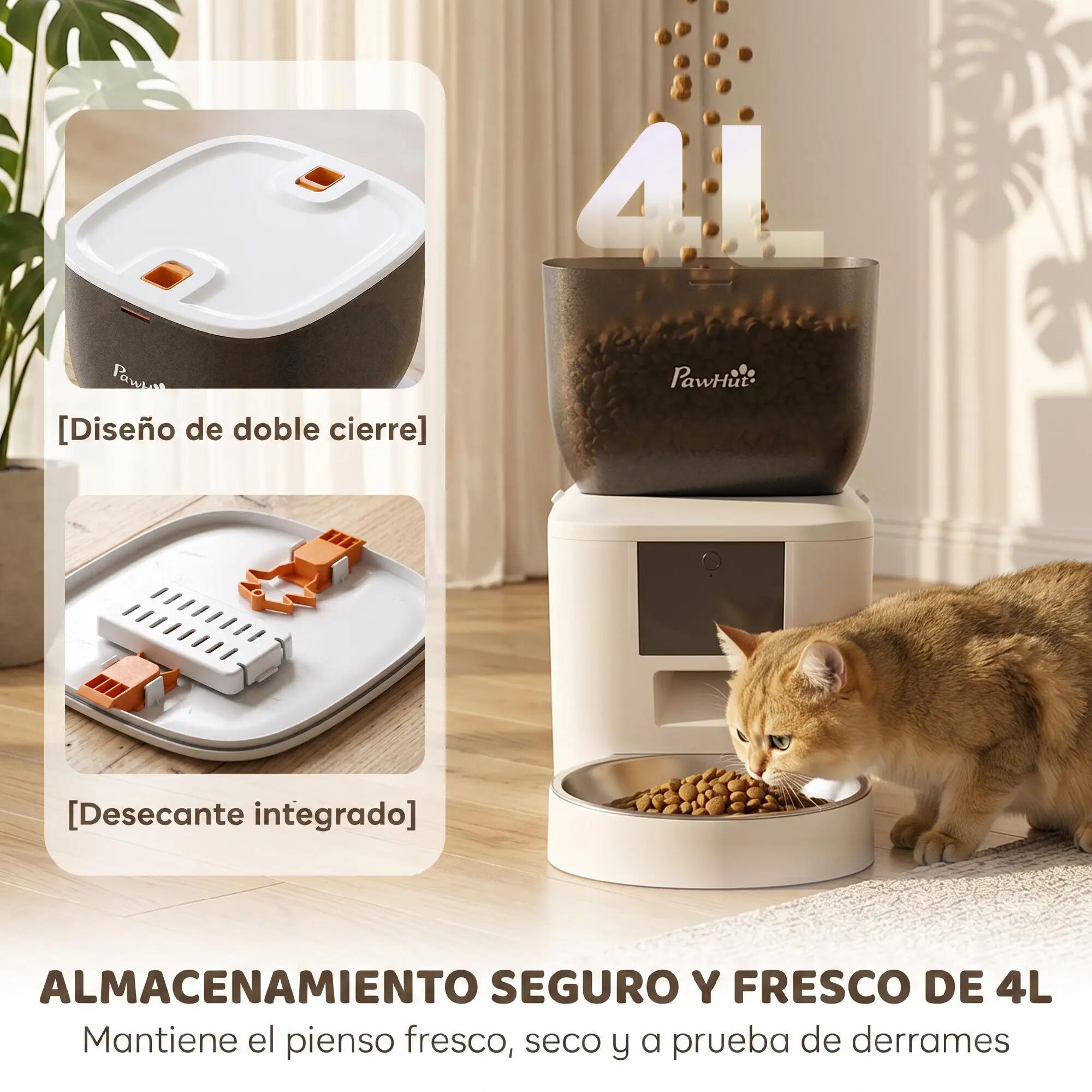 Comedero Automático Mascotas PawHut 35x18.5x30.5 cm Blanco 5/9