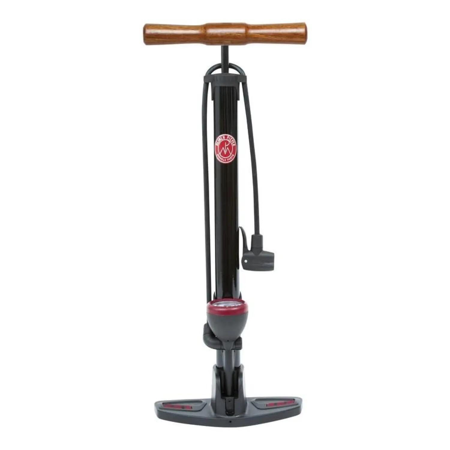 Pompe sur pied Retro Pressure avec poignée en bois, manomètre inclus, noir 2/5