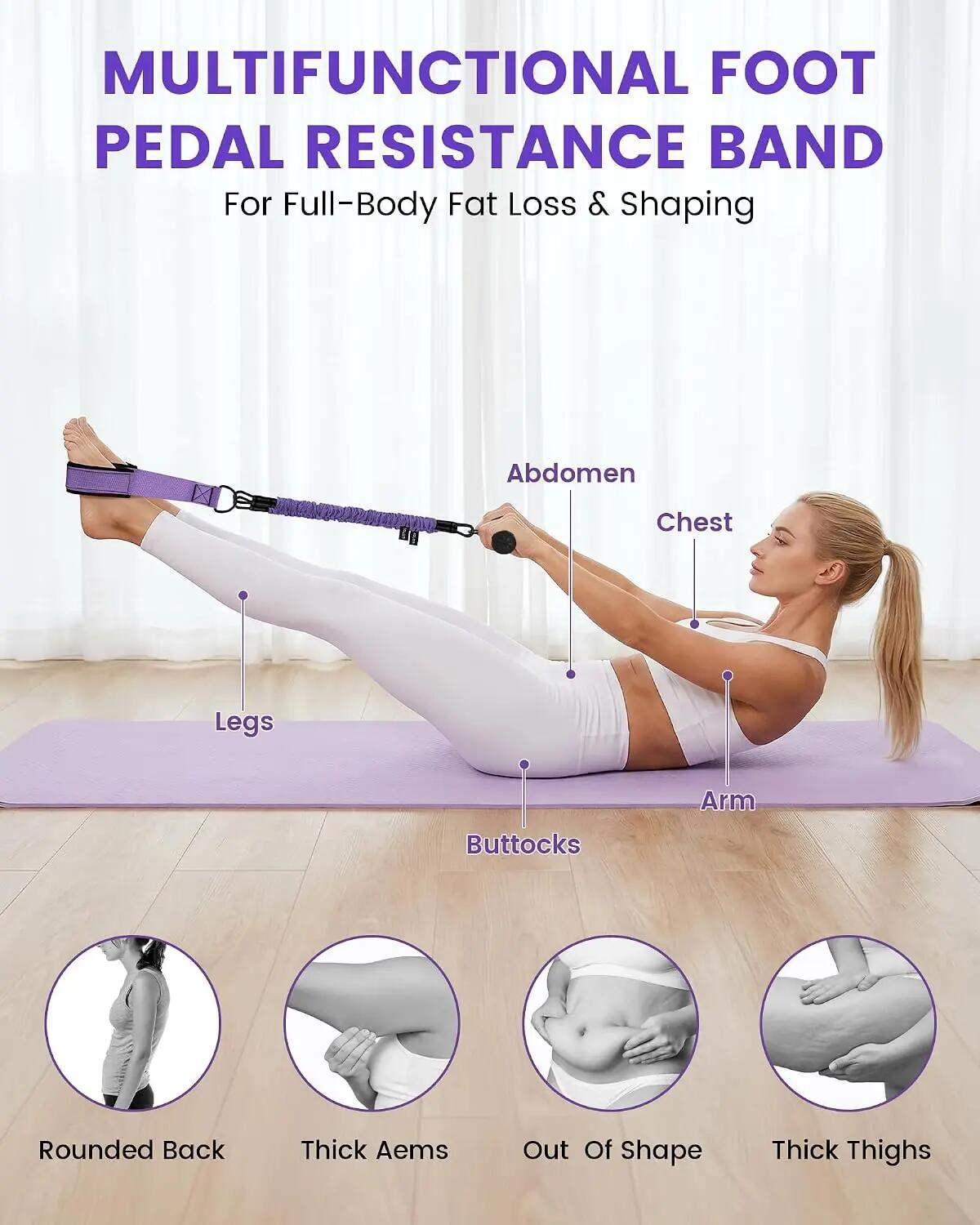 Pédale Bande de Résistance avec Poignées, 30lb-120lb Élastique Fitness Corde De 3/6