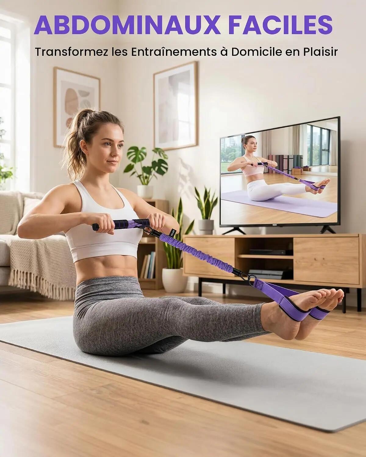Pédale Bande de Résistance avec Poignées, 30lb-120lb Élastique Fitness Corde De 2/6
